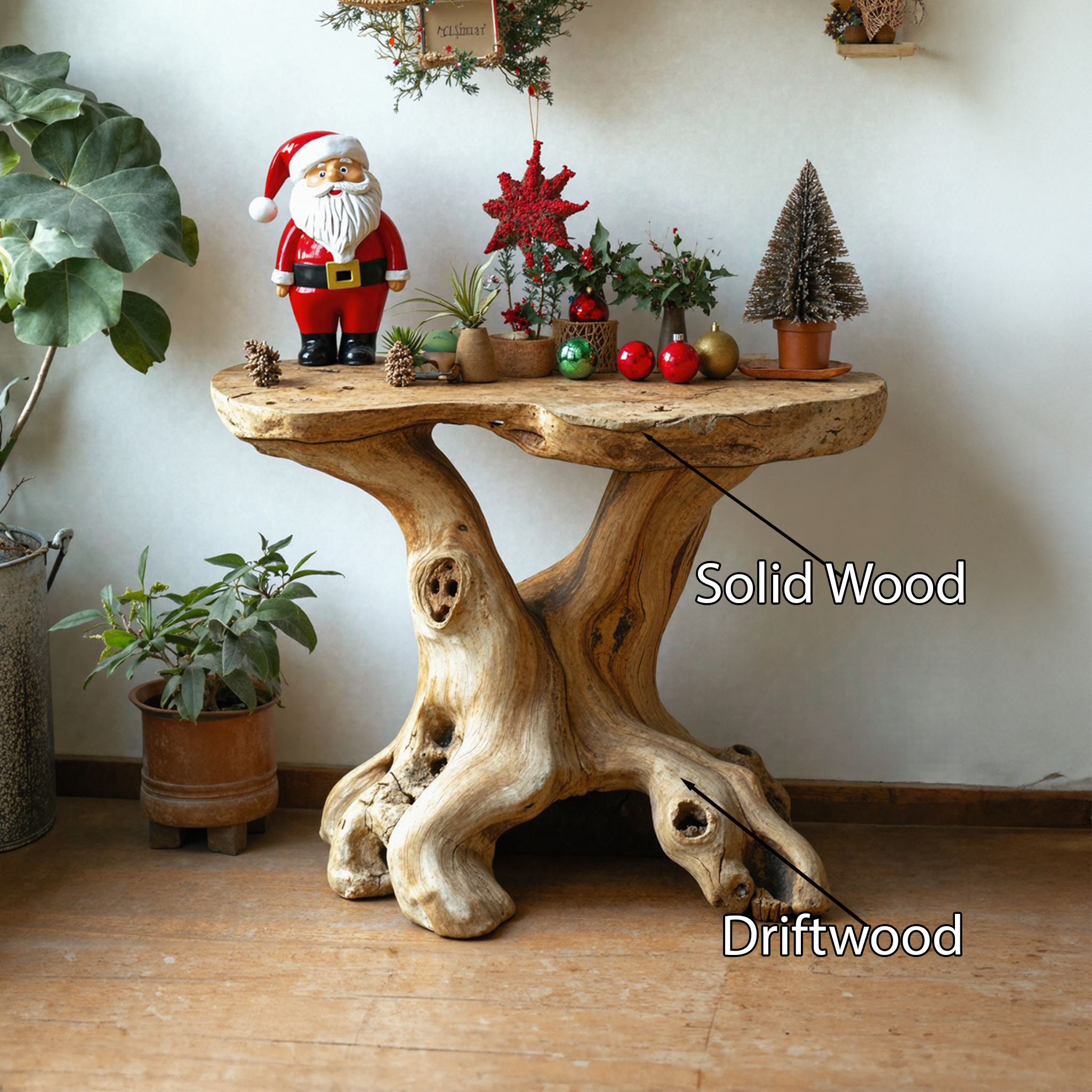 Rustic Wood Live Edge End Table Christmas Decor SILDTENC008