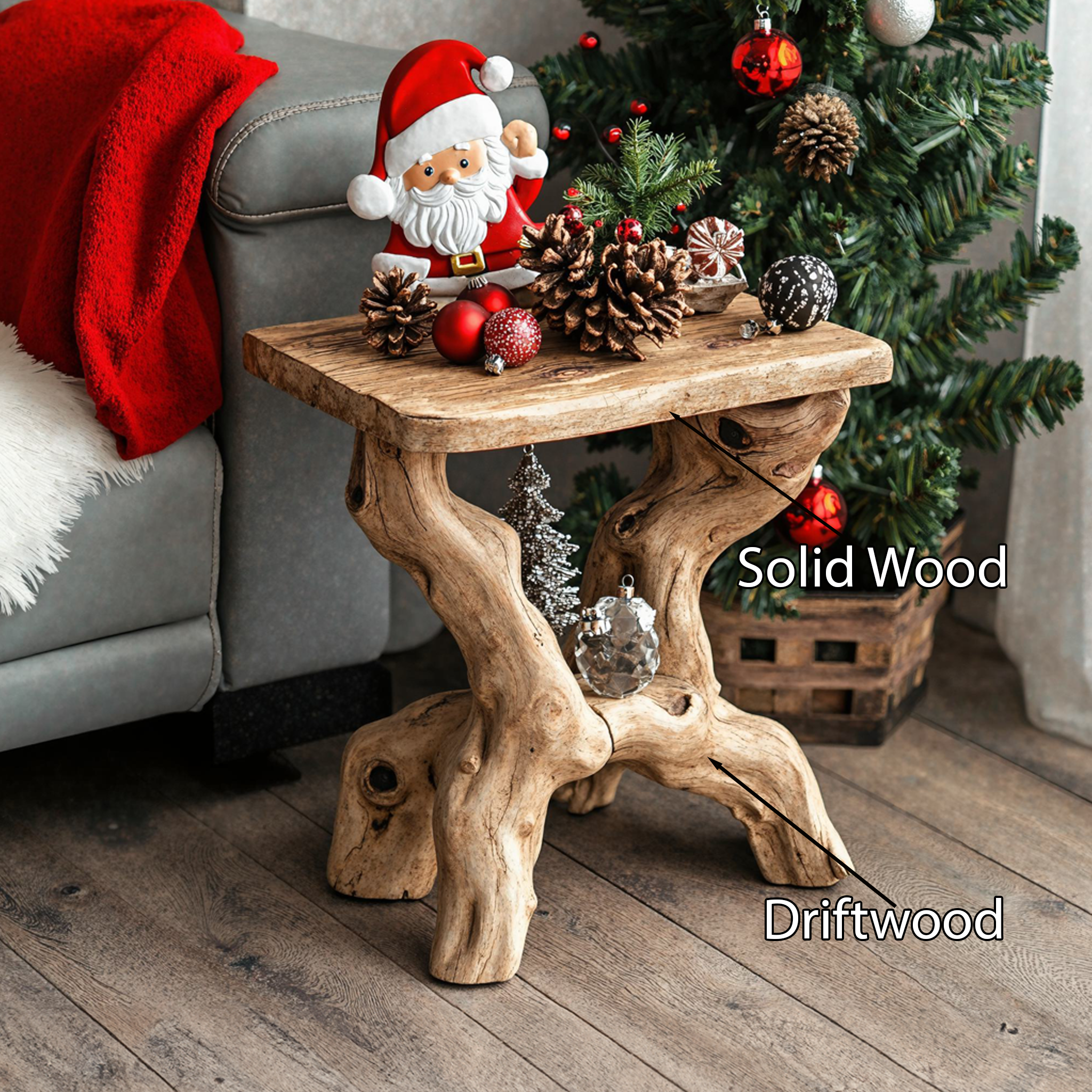 Living Edge End Table Christmas End Table Farmhouse Decor SILDTENC019