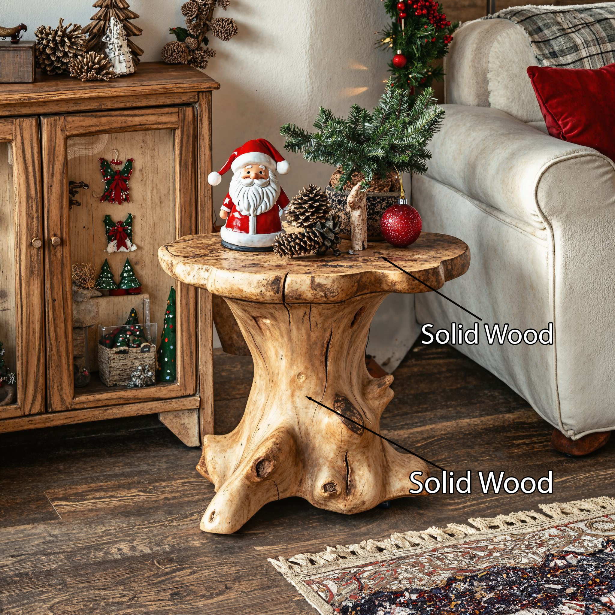 Farmhouse End Table Xmas Decor Solid Wood End Table SILDTENC024