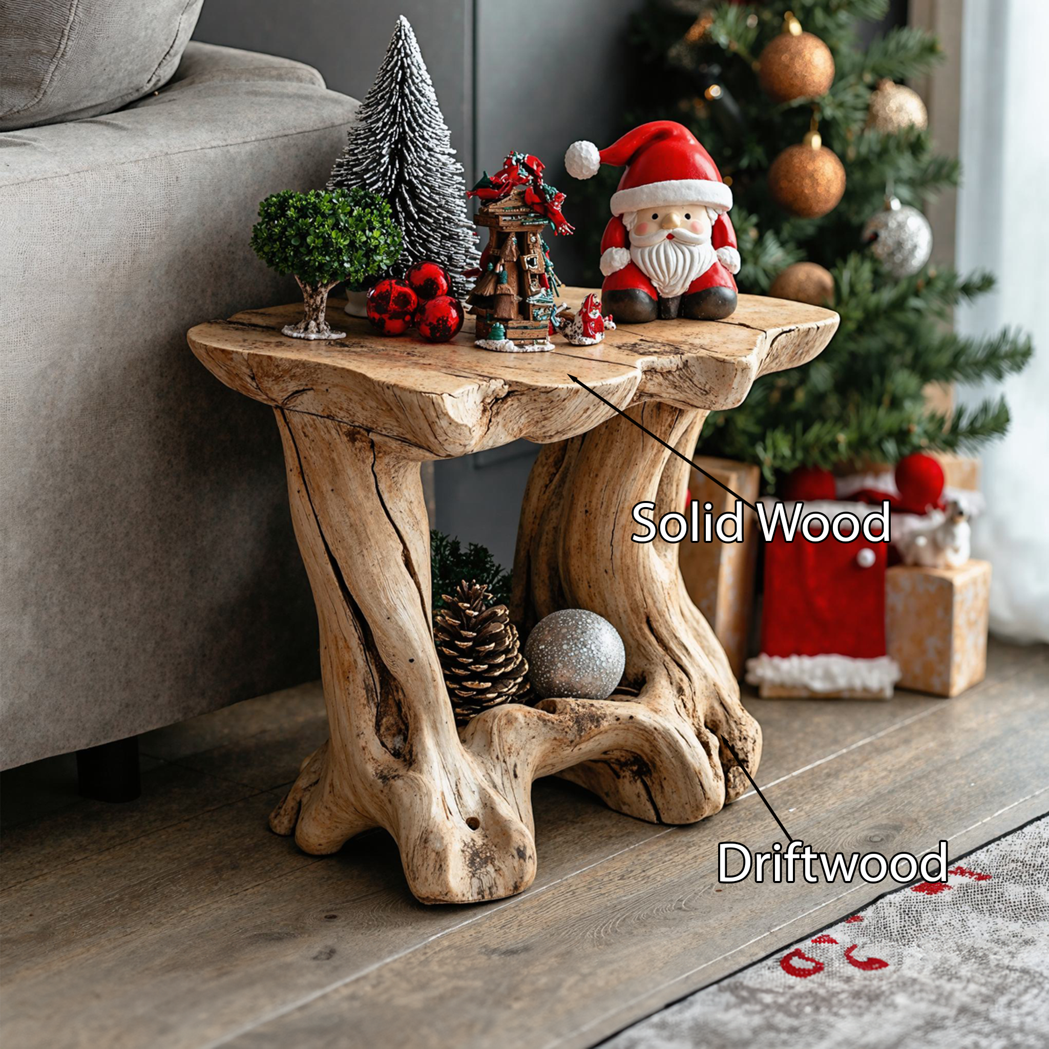 Handcrafted Oak End Table Christmas Decor SILDTENC005