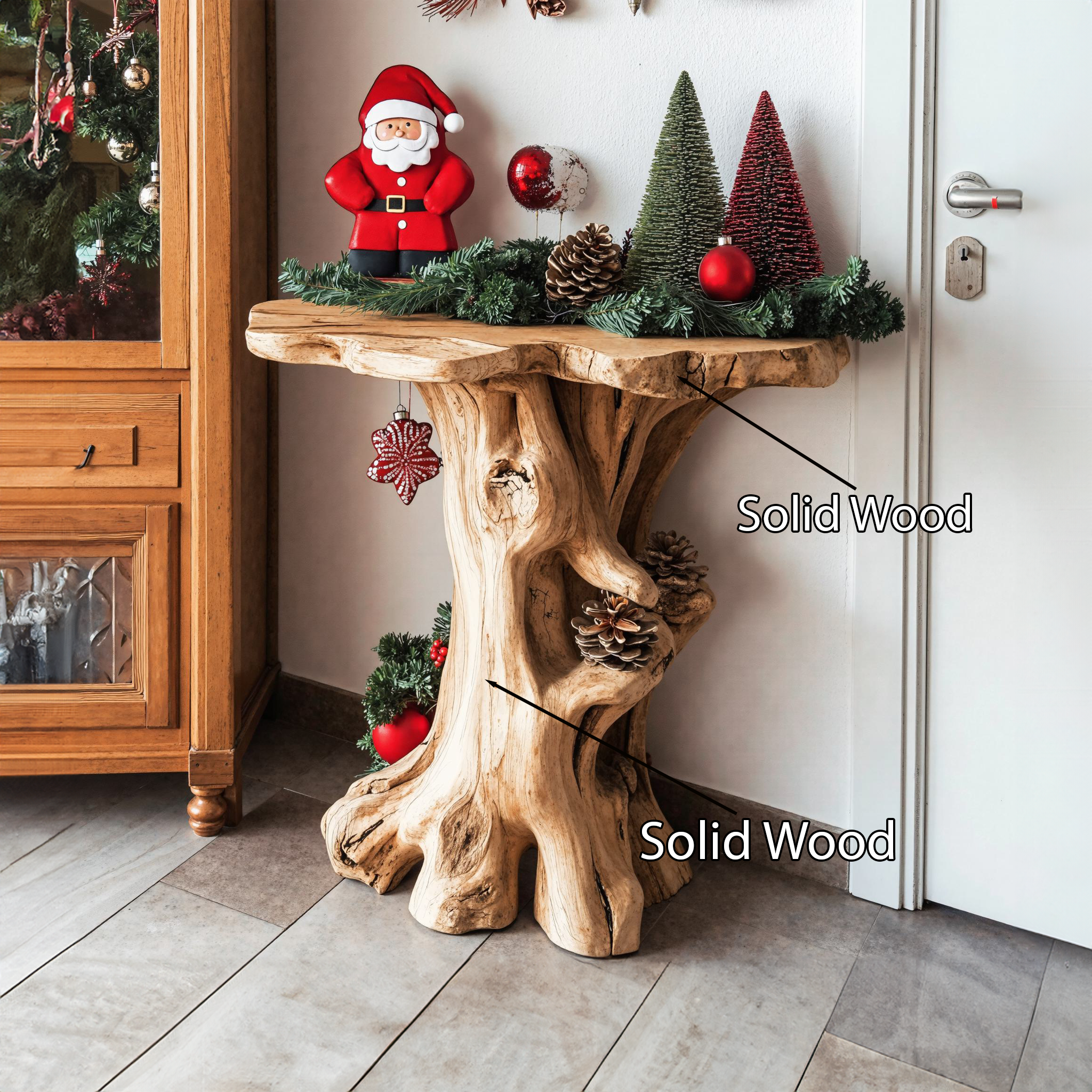 Handcrafted Rustic End Table Christmas Decor SILDTENC003