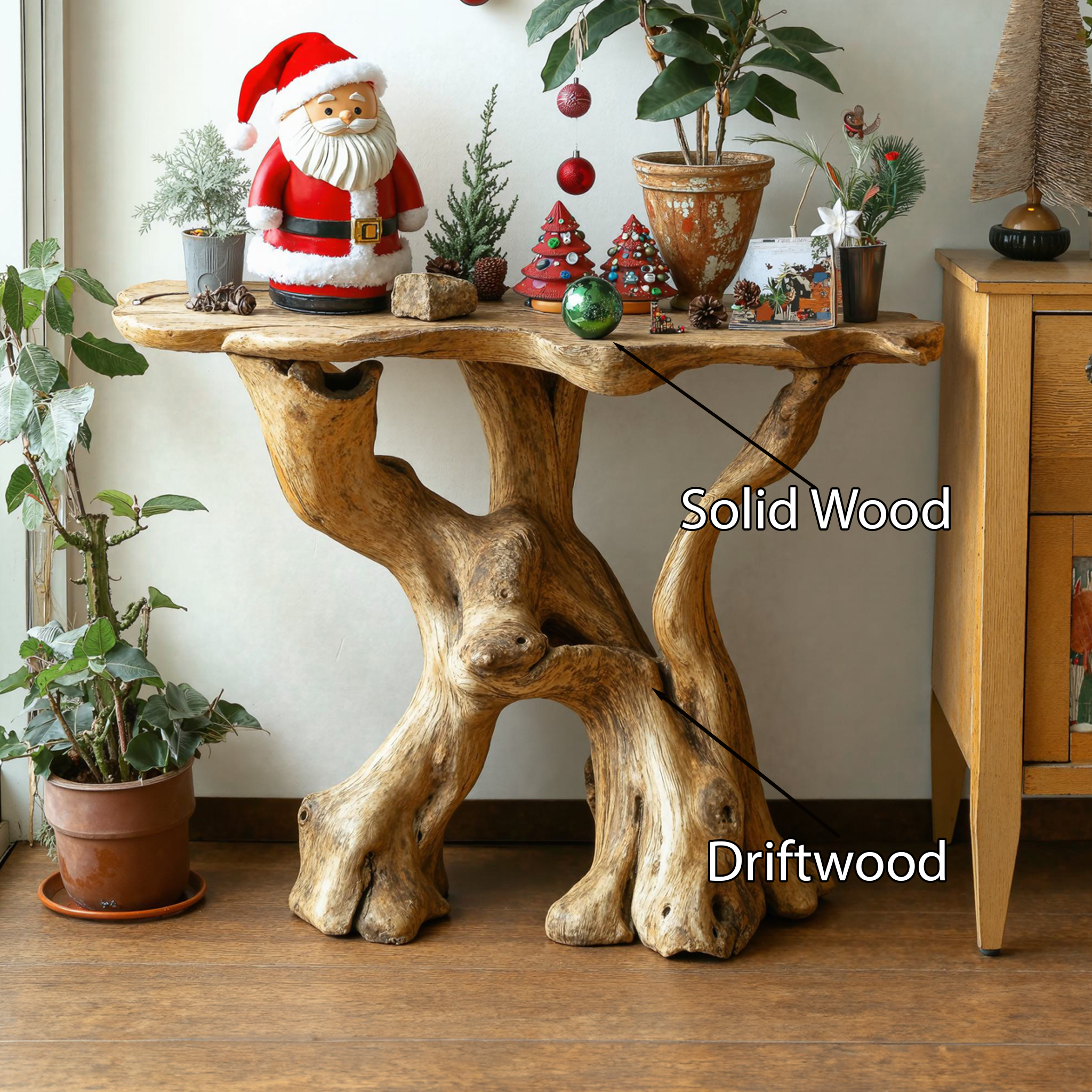 Live Edge Round End Table Solid Wood Christmas Table SILDTENC021