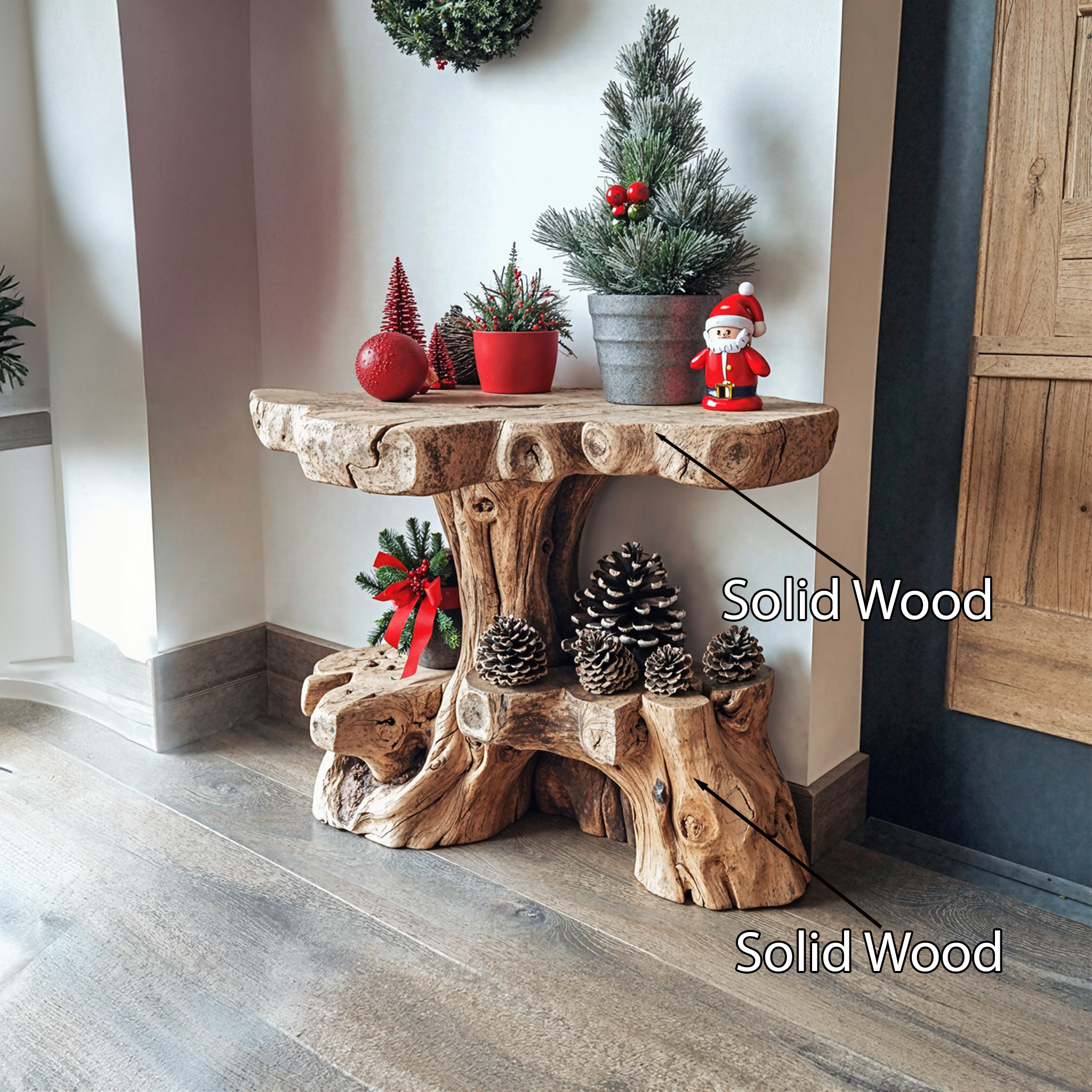 Farmhouse Live Edge End Table Rustic Table Xmas Decor SILDTENC014