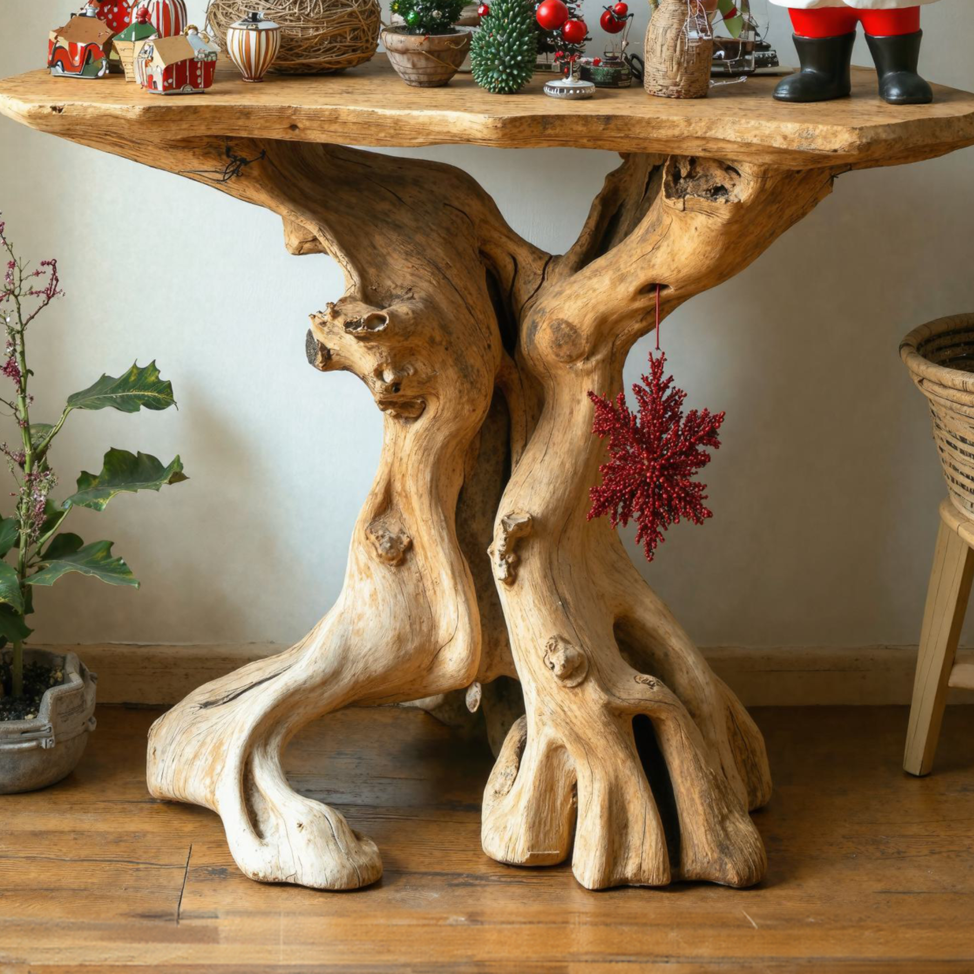 Rustic End Table Christmas Handmade Table Decor SILDTENC009