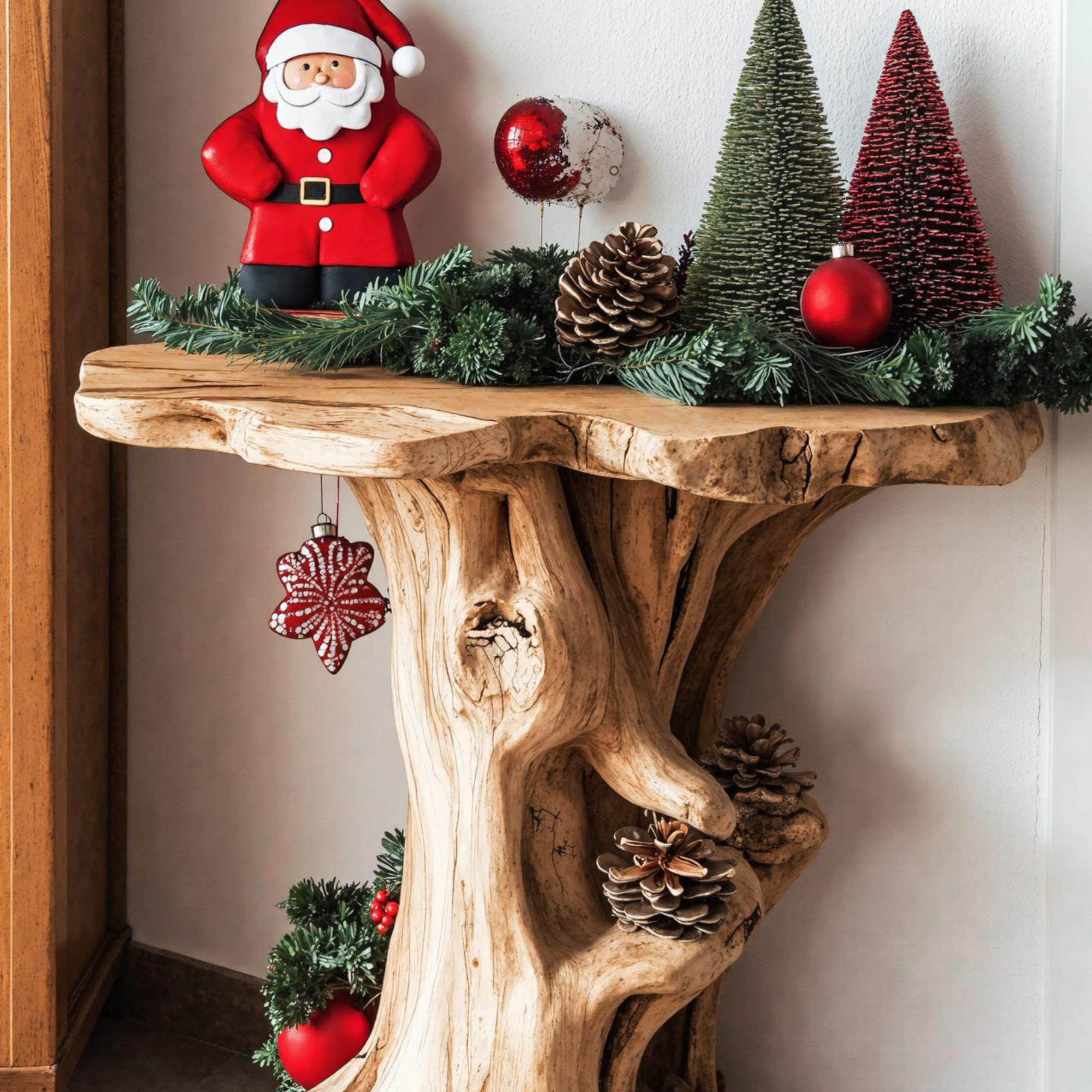 Handcrafted Rustic End Table Christmas Decor SILDTENC003