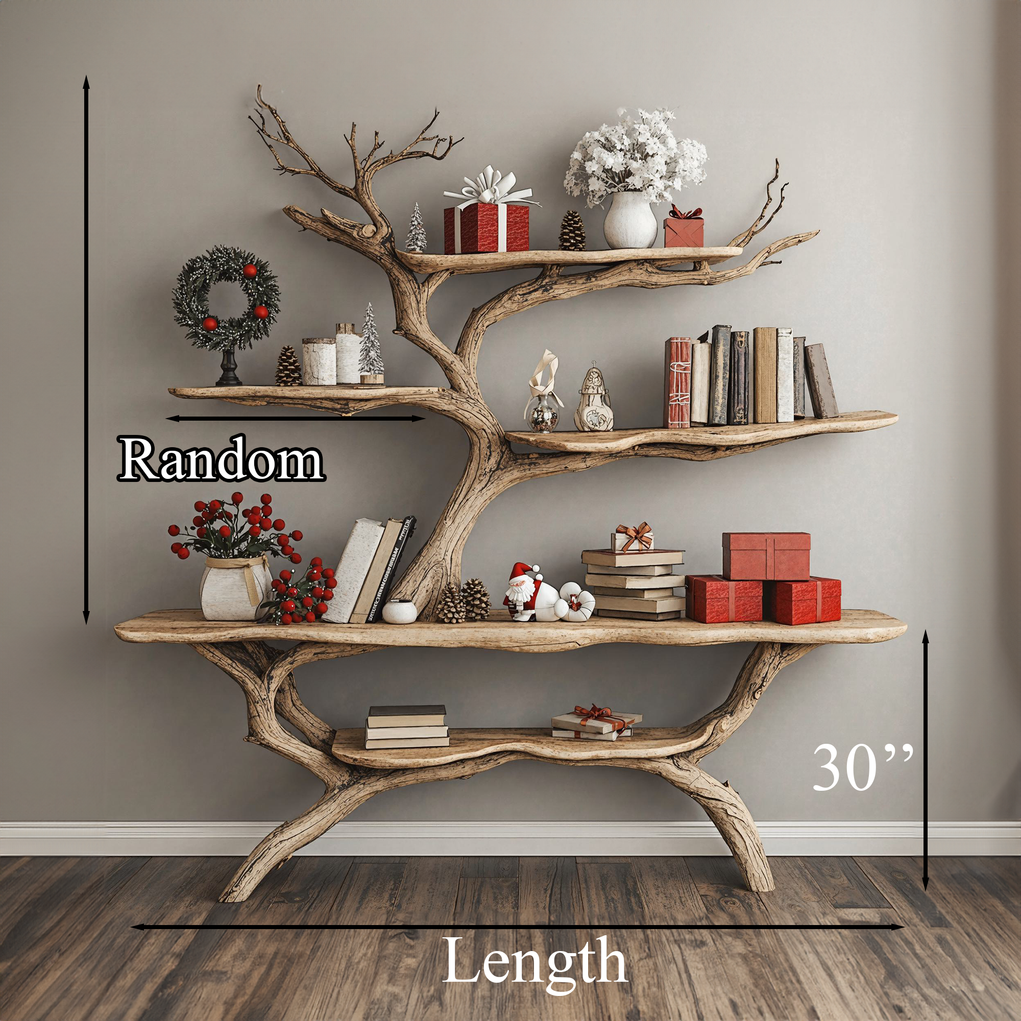 Custom Console Table With Driftwood Bookcase Tree Bookshelf SINLCM007