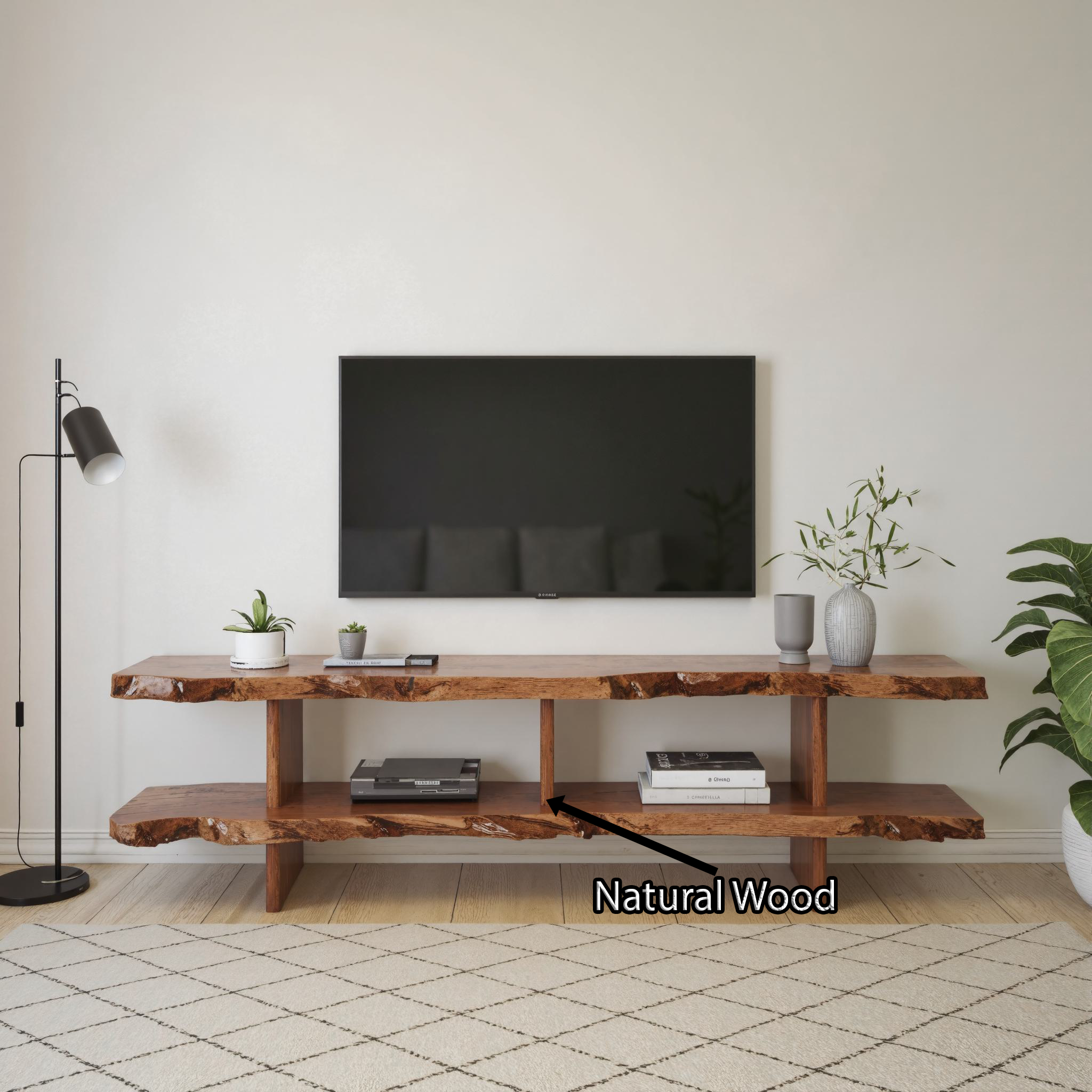 Natural Wood Storage Media Console TV Stand SILDTTVC018