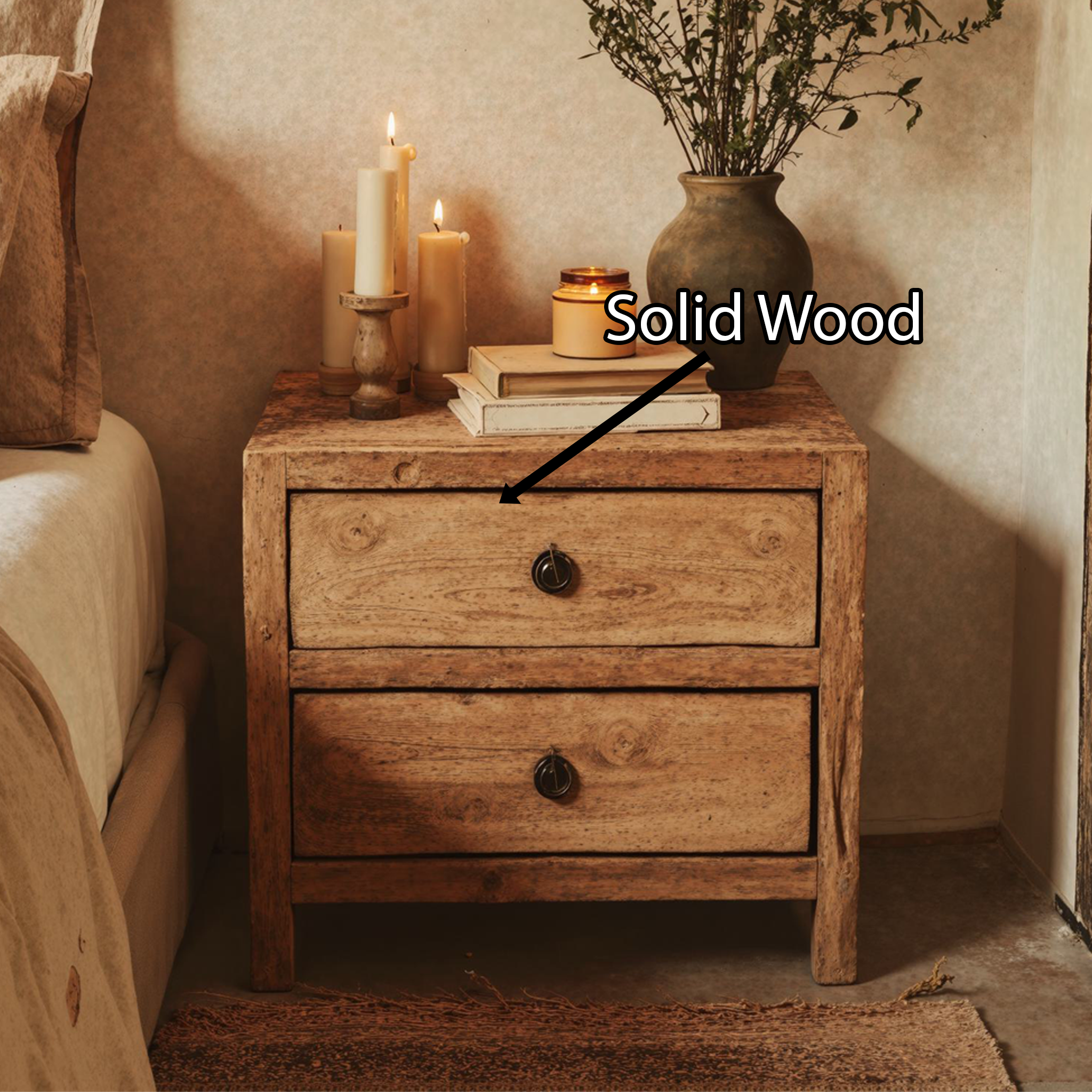 Handcrafted Nightstand With Drawer SILDTNS014