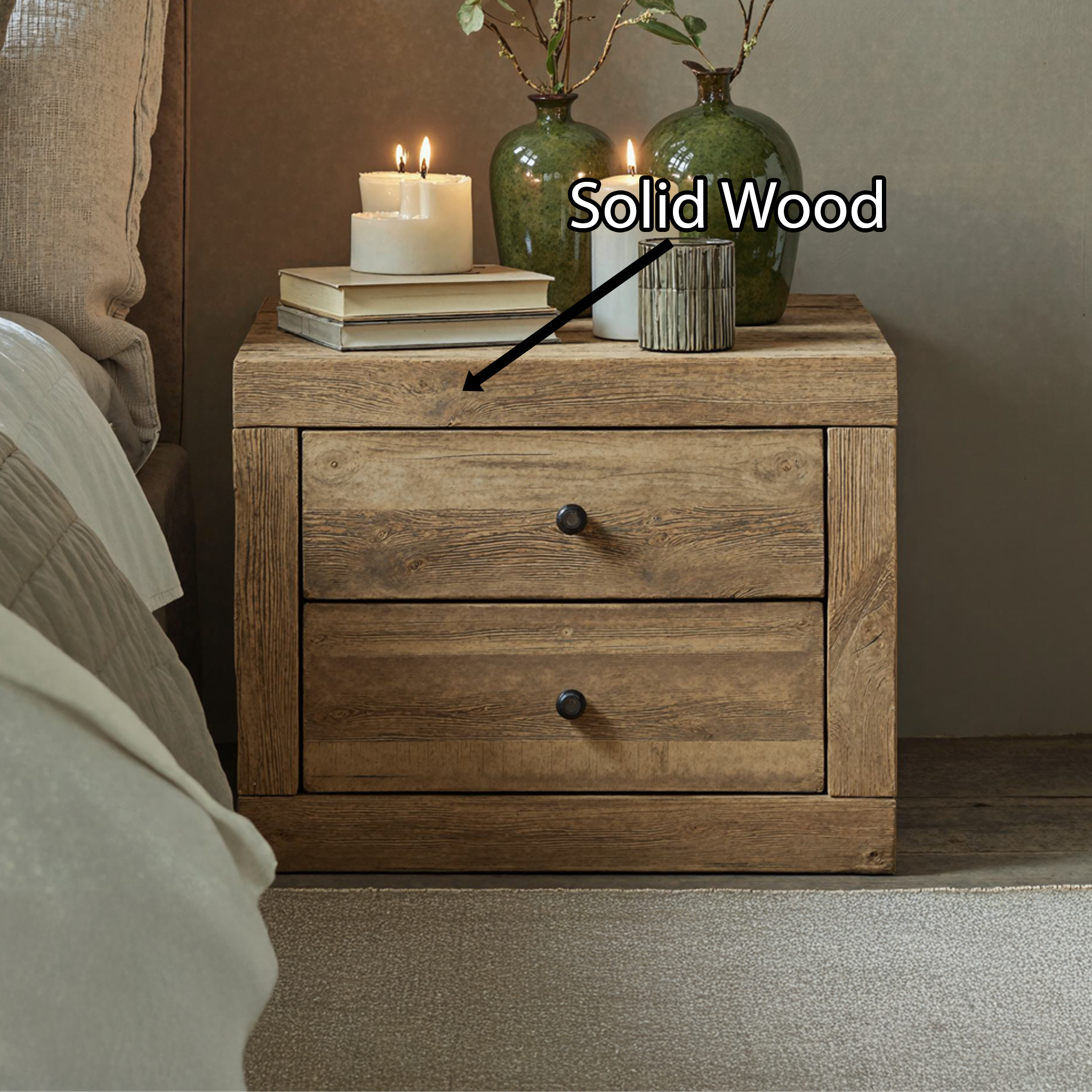 Standing Bedside Table Wood Nightstand SILDTNS012