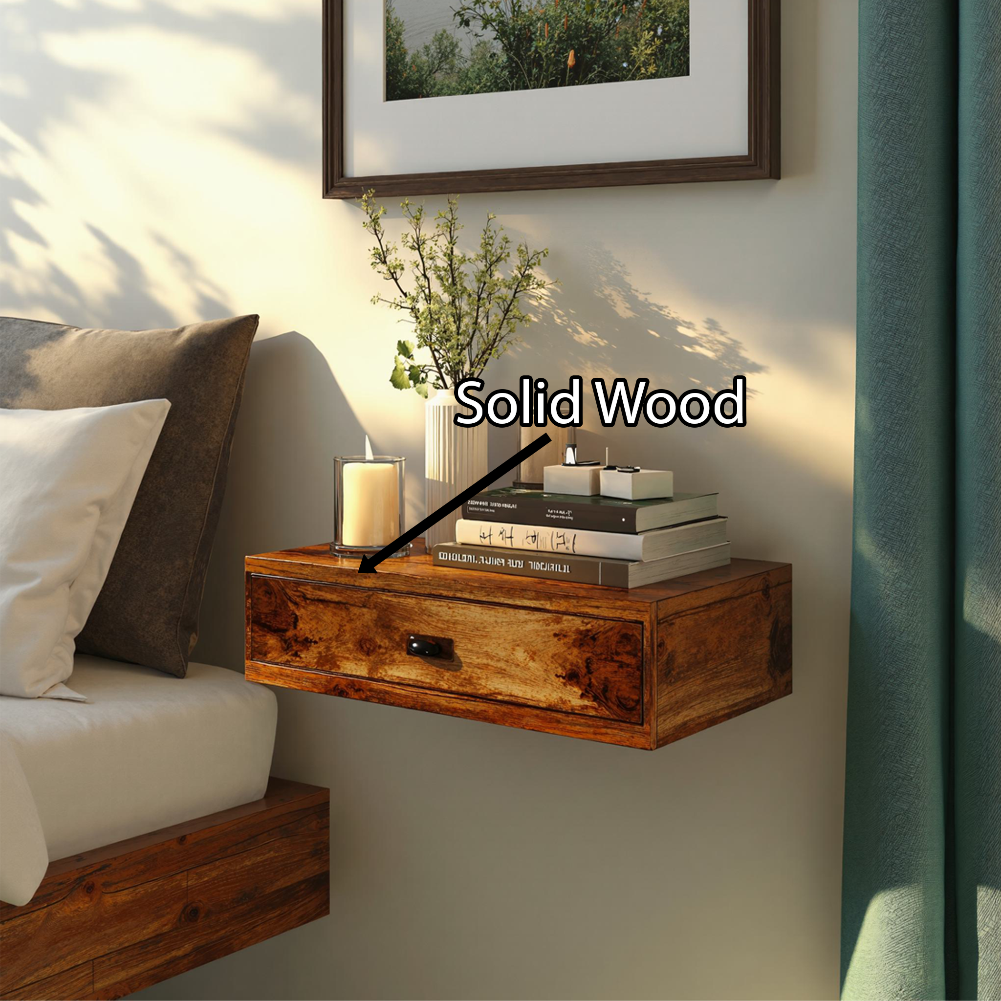 Wood Floating Nightstand Bedside Shelf SILDTNS007