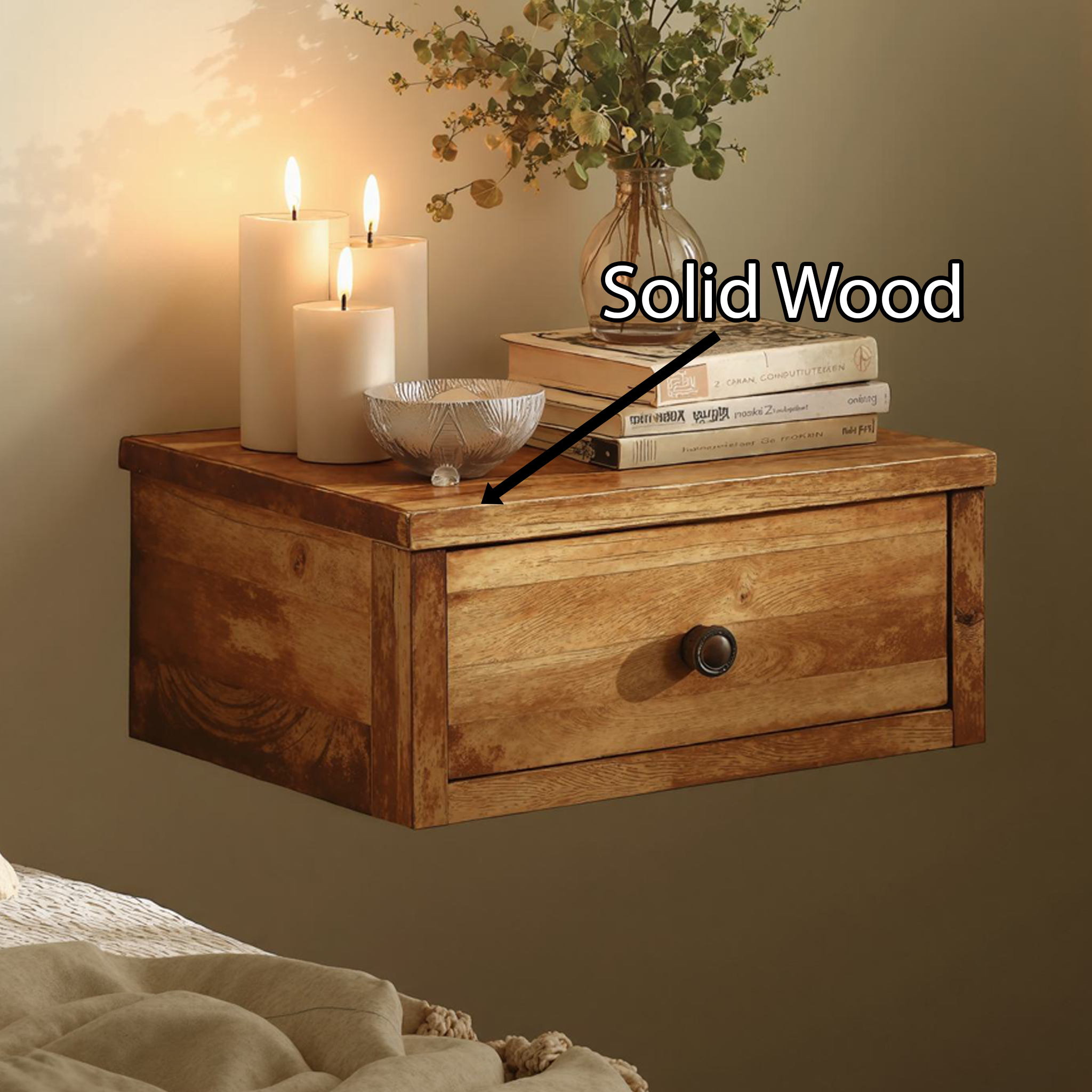 Handcrafted Floating Nightstand With Drawer SILDTNS015