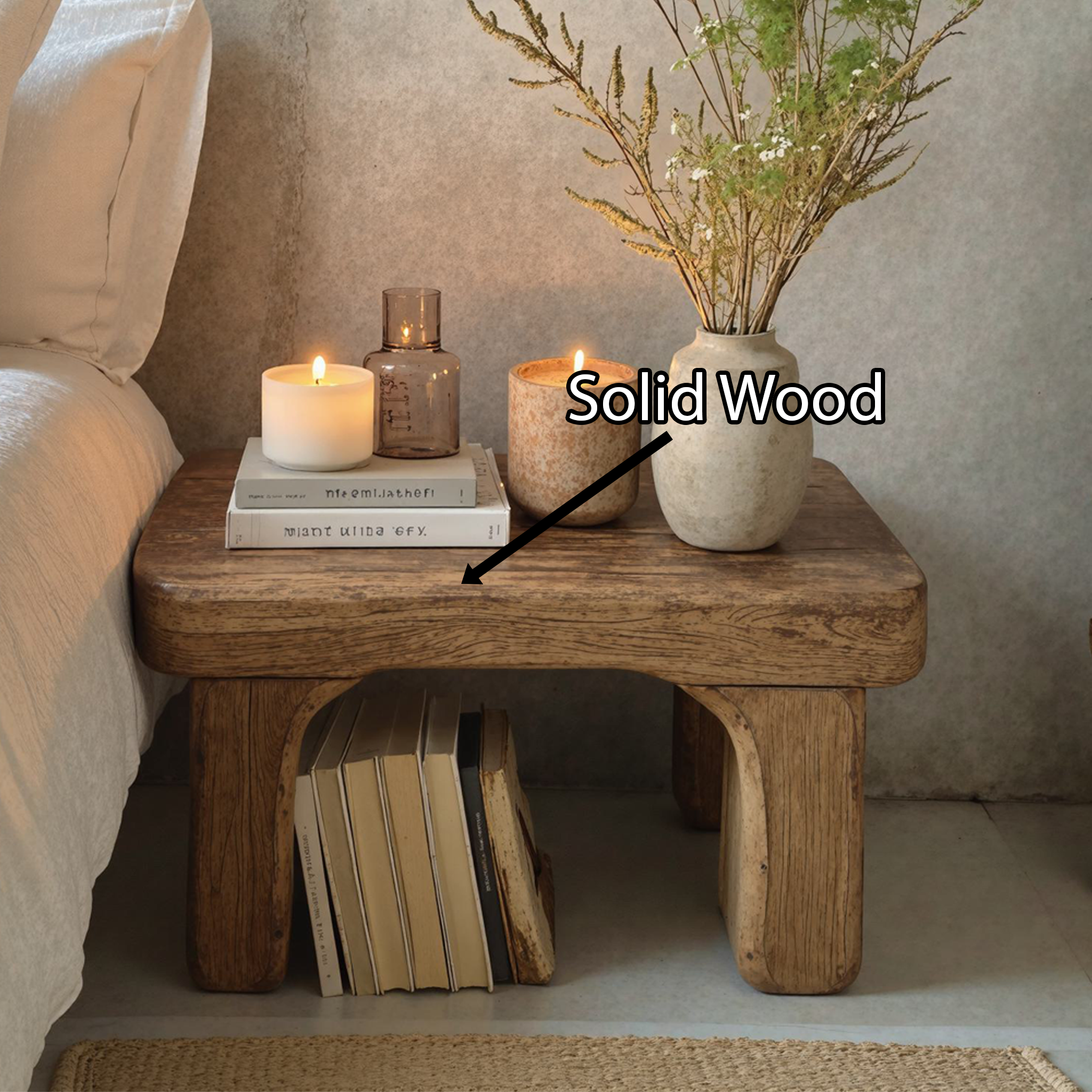 Wood Standing Nightstand Bedside Table SILDTNS016