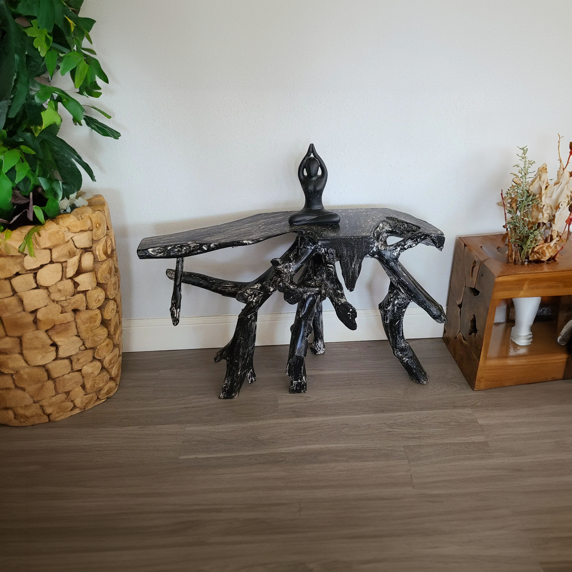 Teak Root Black Coffee Table SINLCF005