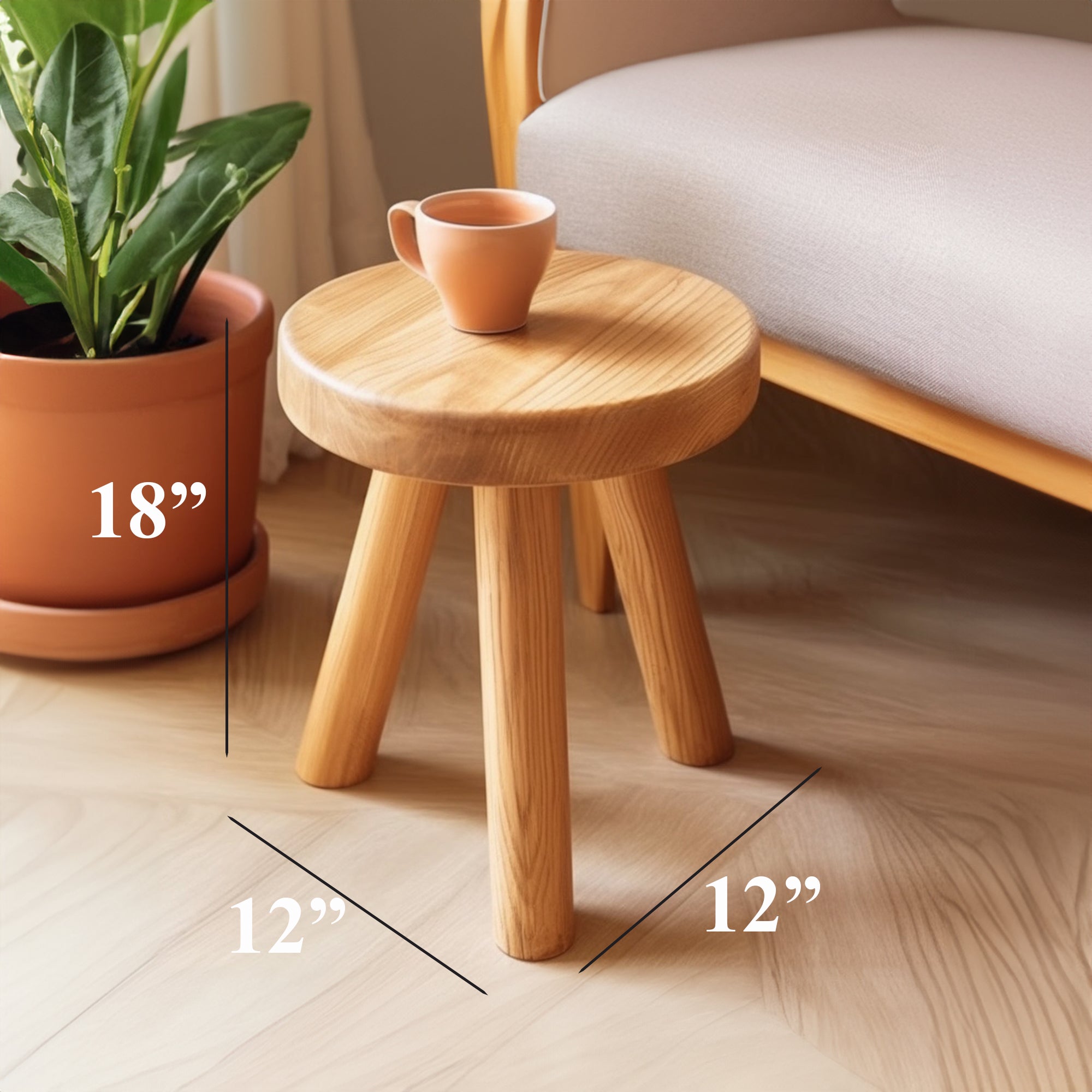 Round Stool Natural Wood Seat Shower Stool SILDTSB016