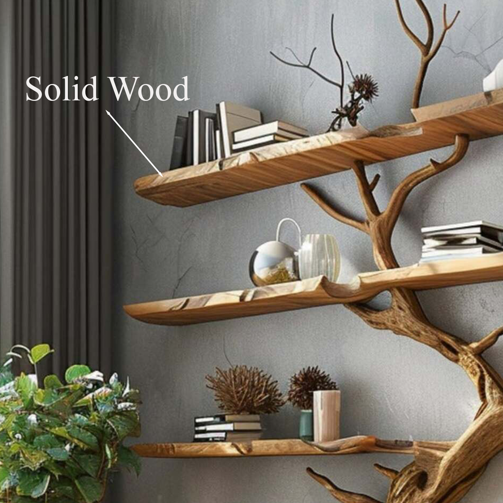 Tree Bookshelf Wild Mulberry Wood Decor Storage Shelves SINLTB039