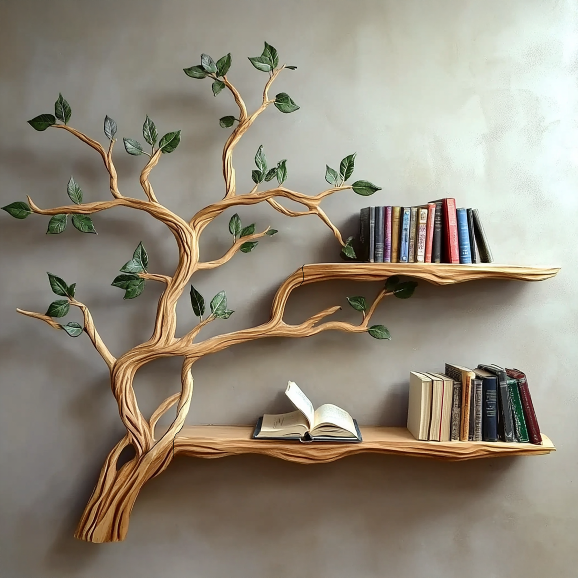 Rustic Branch Floating Shelf Custom Bookcase SINLTBS020