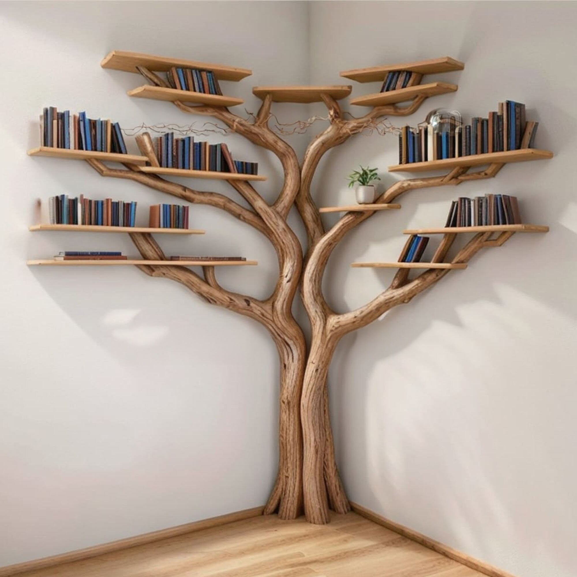 Tree Branch Floating Corner Shelf Wood Bench SINLTBS010