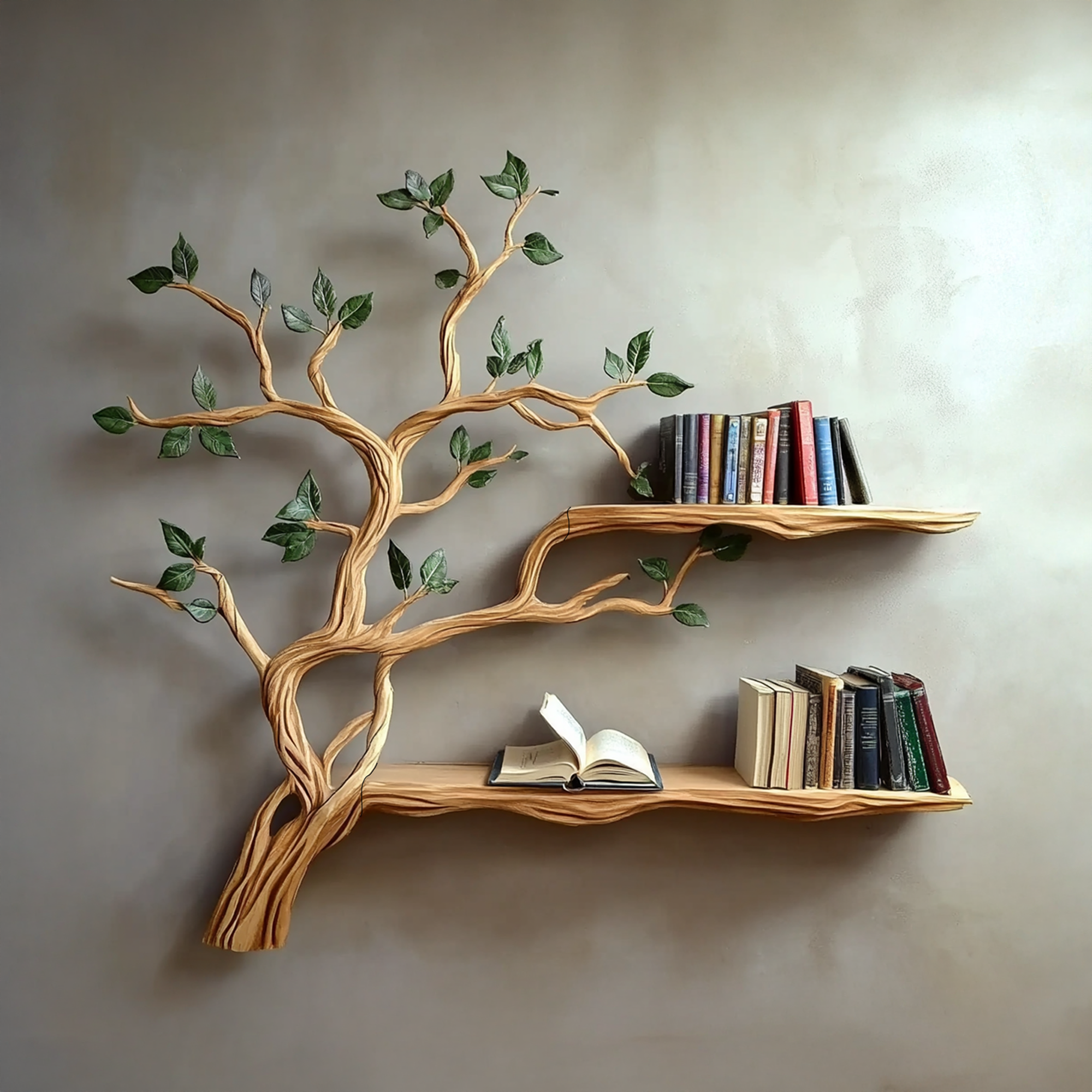 Rustic Branch Floating Shelf Custom Bookcase SINLTBS020