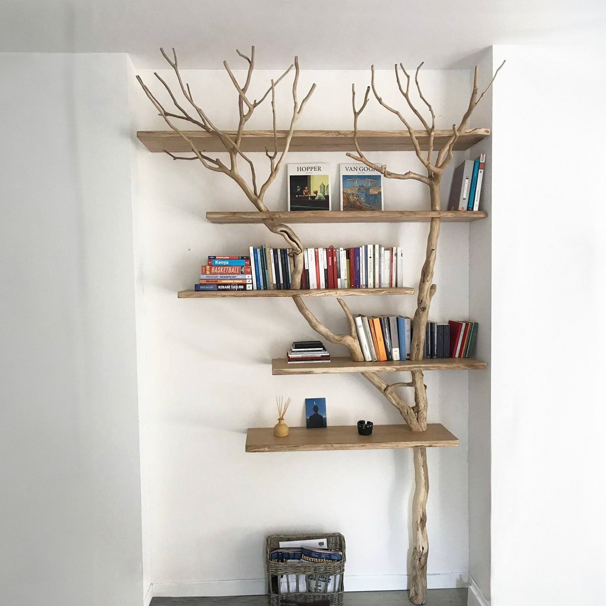 Tree Branch Floating Corner Shelf Solid Wood SINLTB032