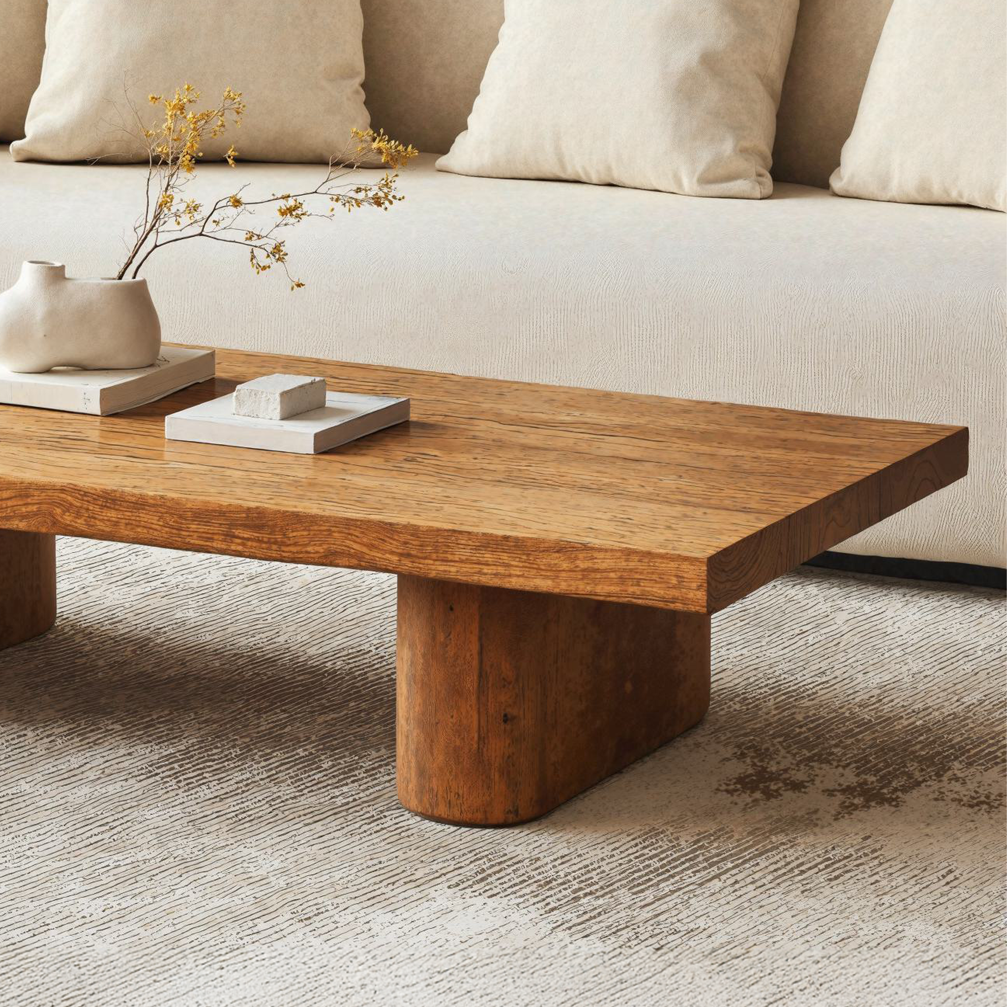 Rustic Live Edge Wood Coffee Table Family Room Natural Feel SILDTCF115