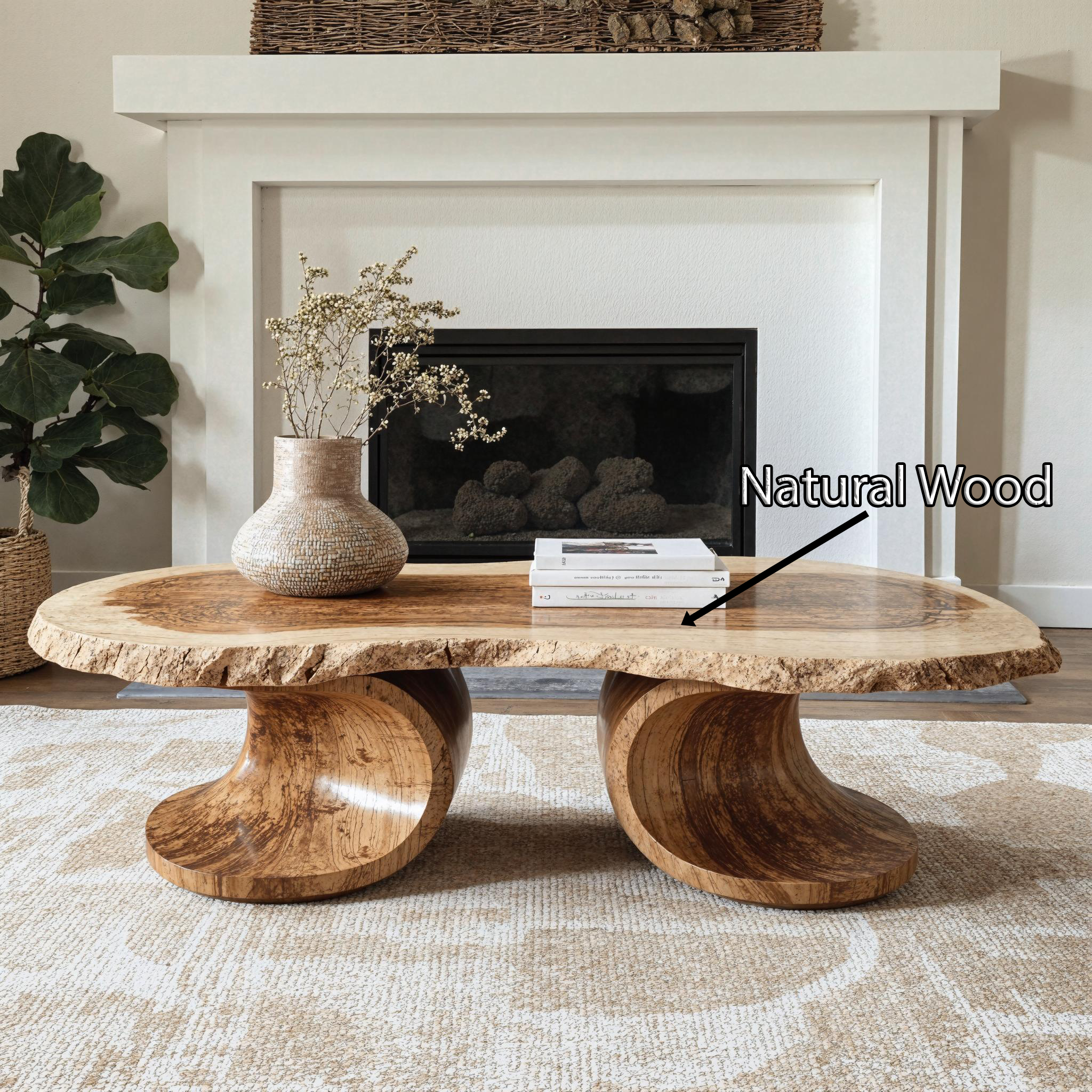 Farmhouse Natural Wood Coffee Table Cottage Style SILDTCF105