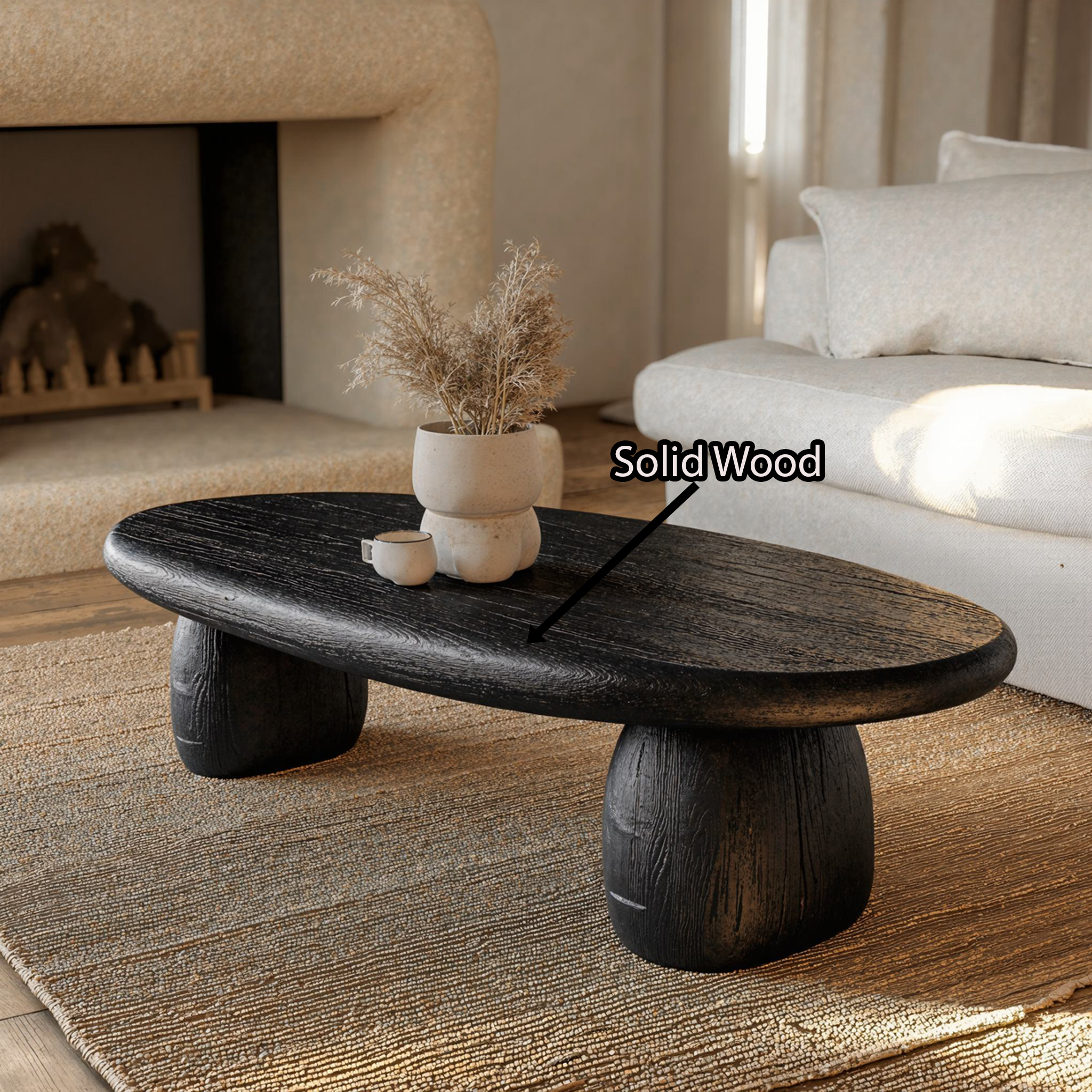 Black Live Edge Coffee Table End Table SILDTCF075