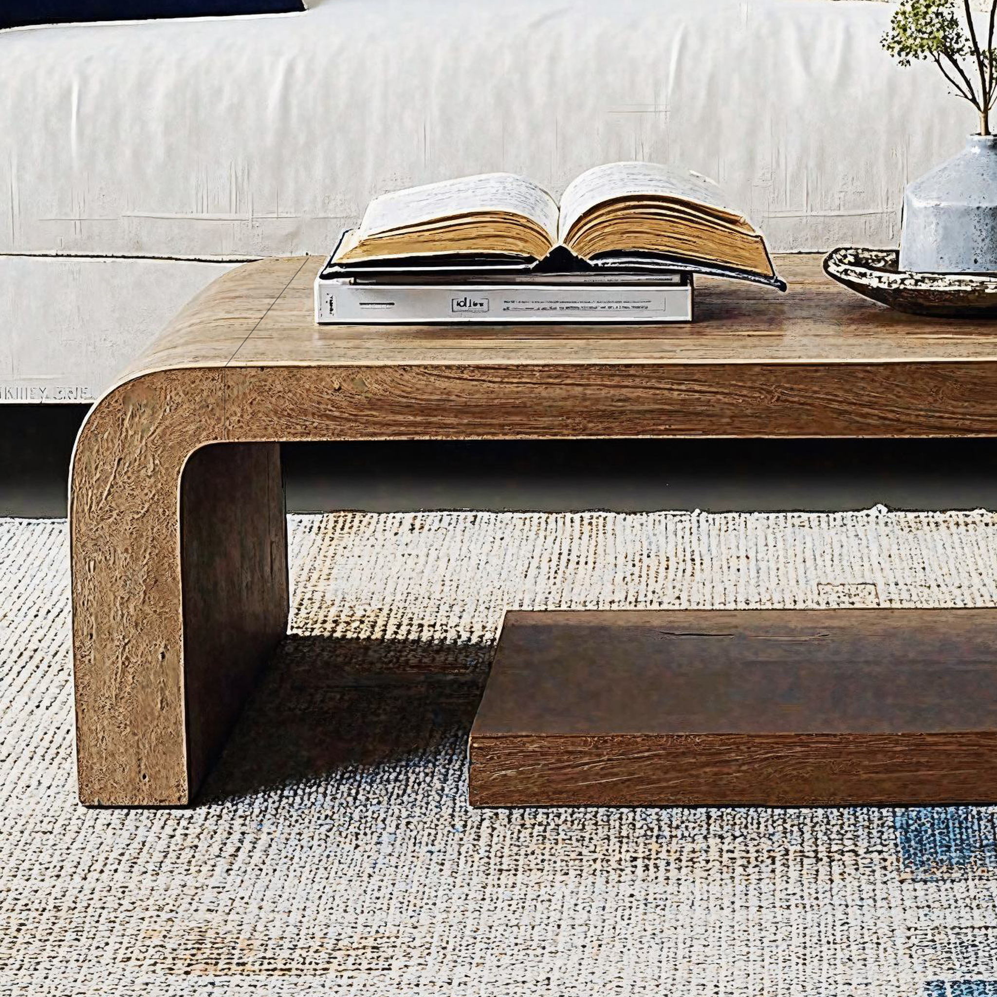 Mid-Century Natural Wood Coffee Table Living Space Retro Charm SILDTCF112