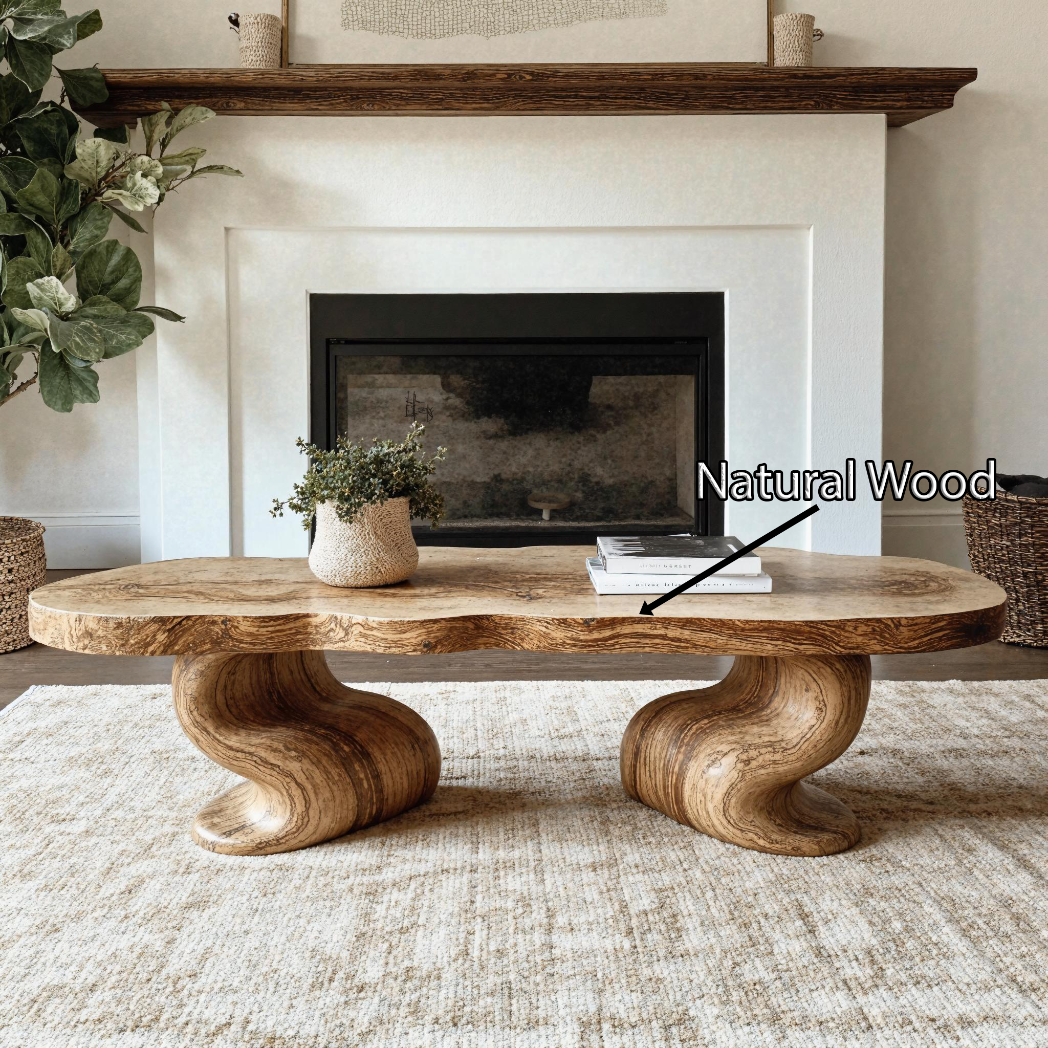 Handcrafted Wood Coffee Table Nature Inspired SILDTCF110