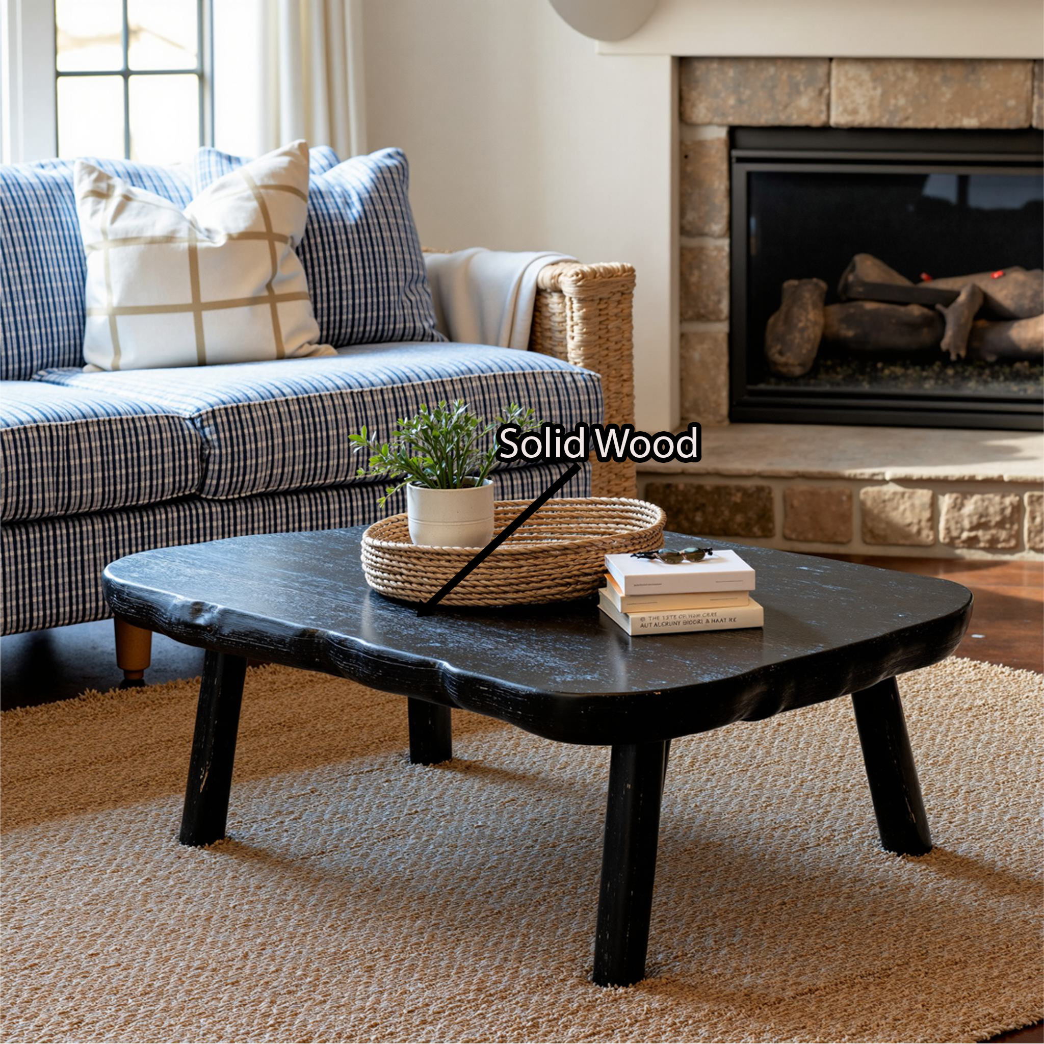 Black Wooden Coffee Table Sofa Table SILDTCF071