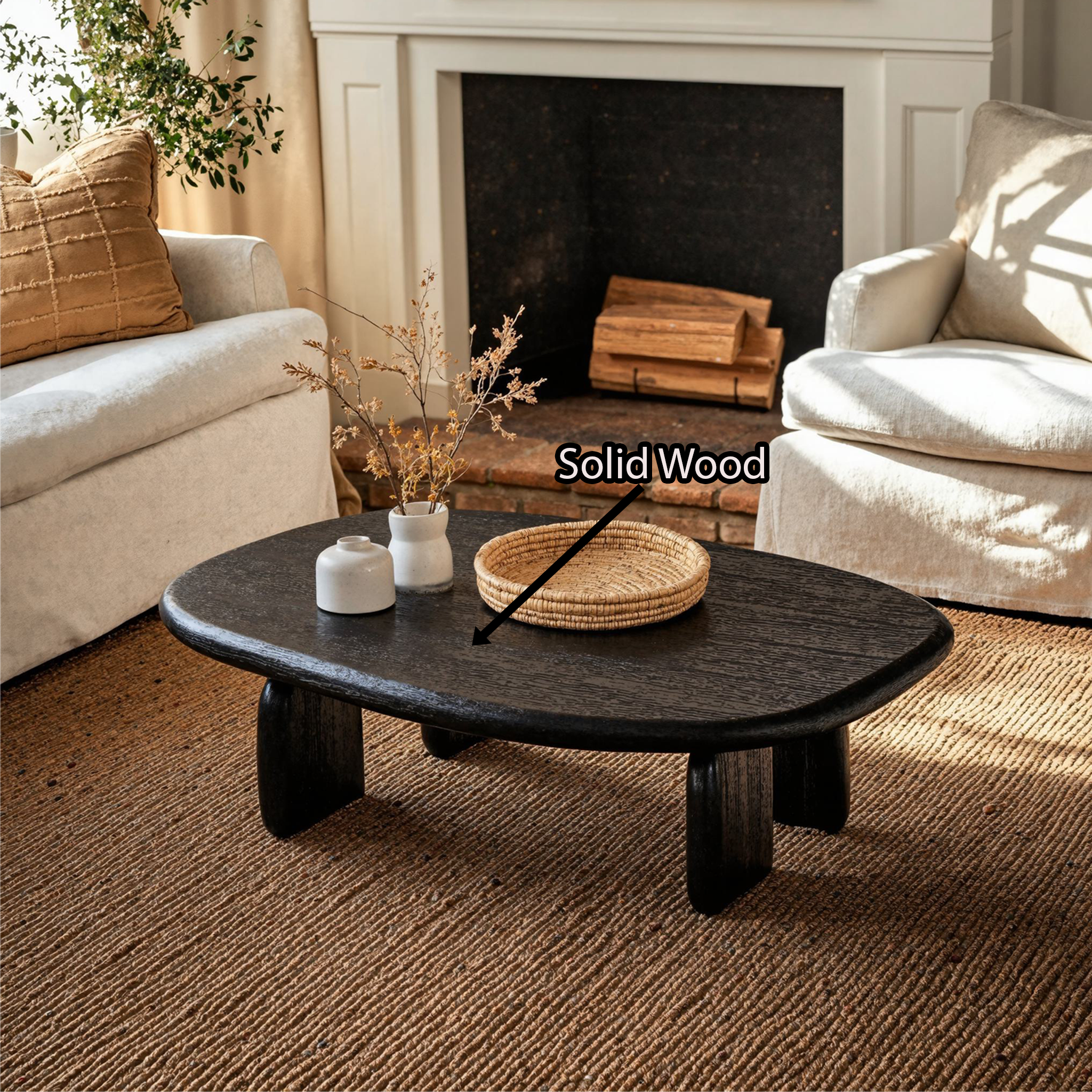 Black Live Edge Coffee Table For Living Room SILDTCF074