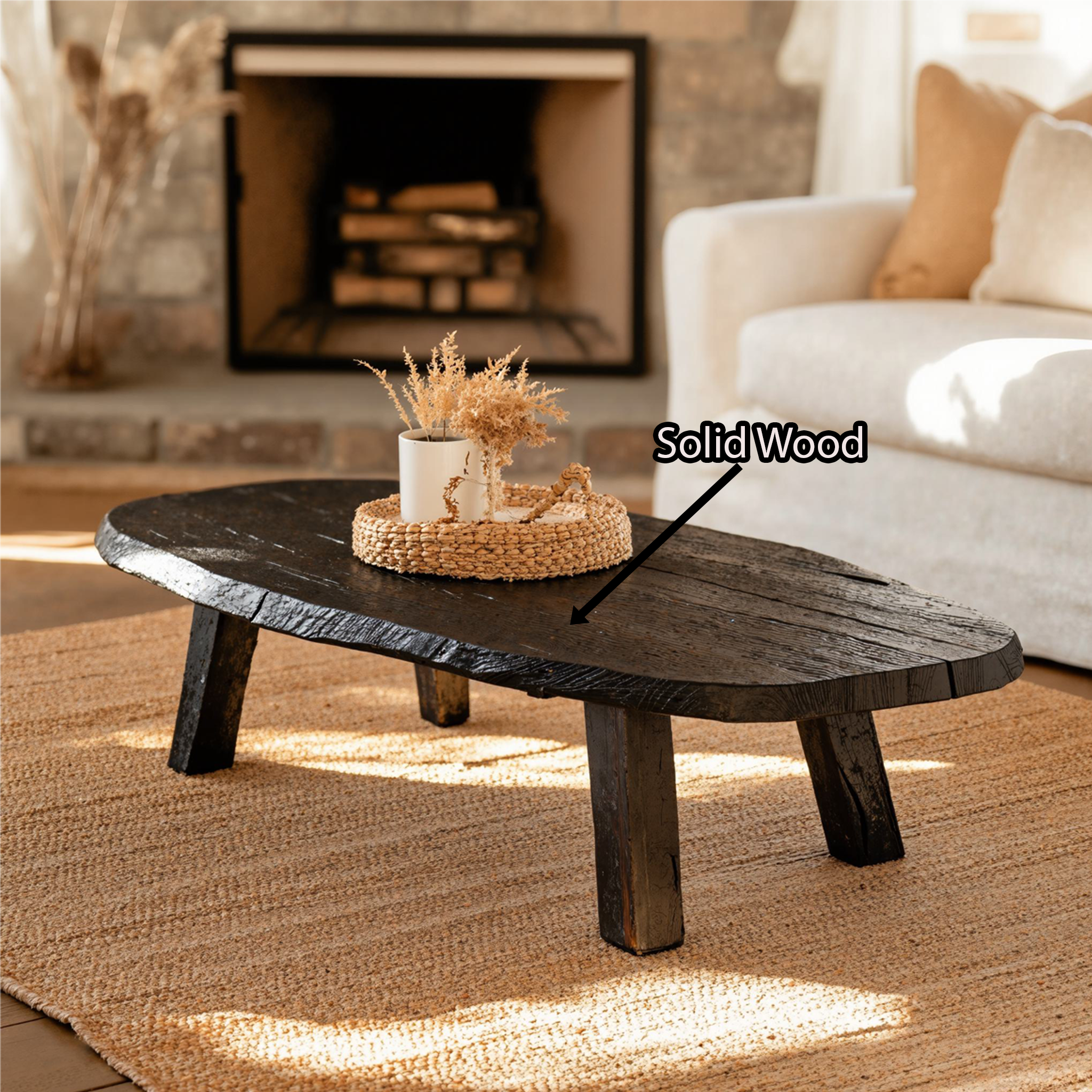 Handcrafted Black Coffee Table End Table SILDTCF073