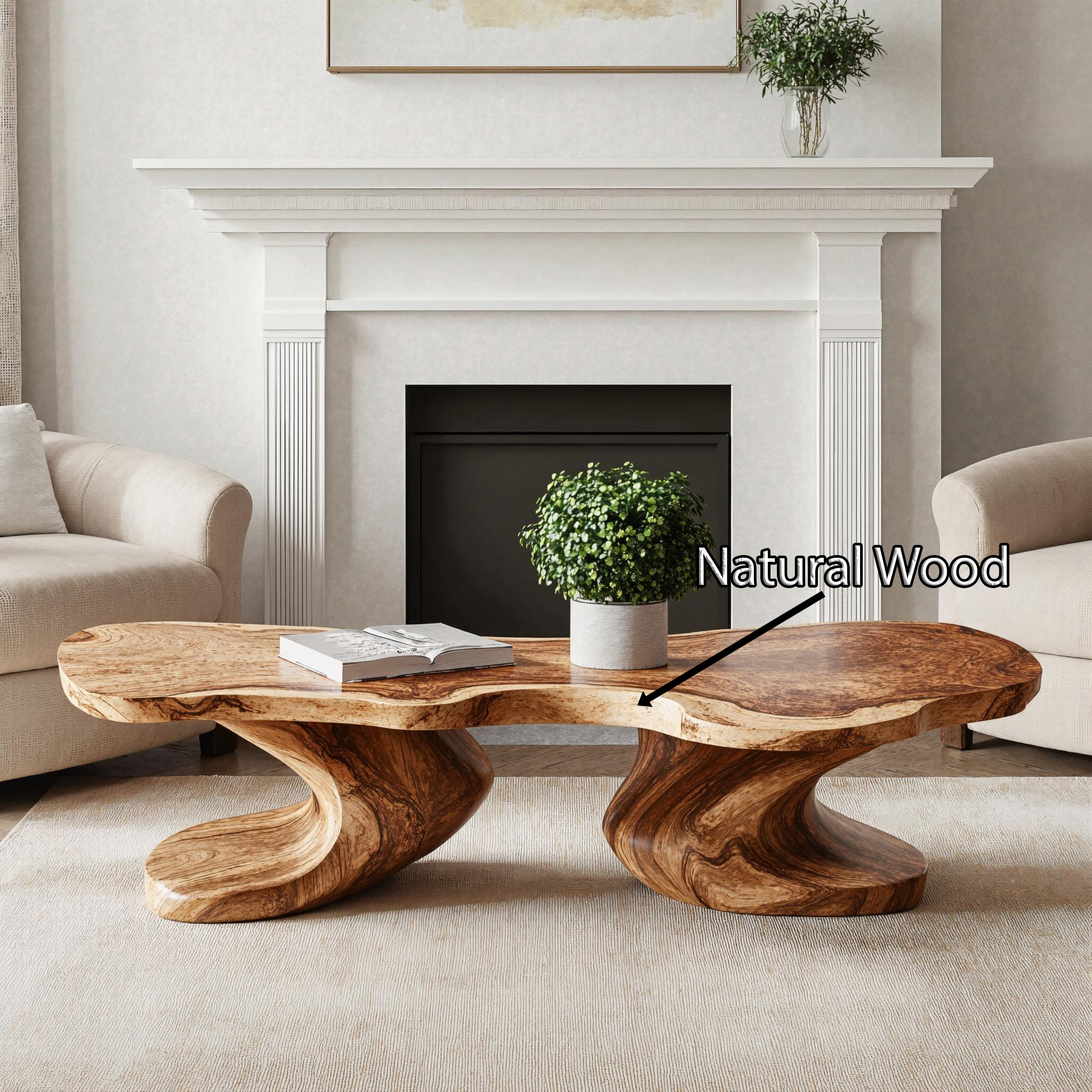 Farmhouse Natural Wood Coffee Table Antique Look SILDTCF108