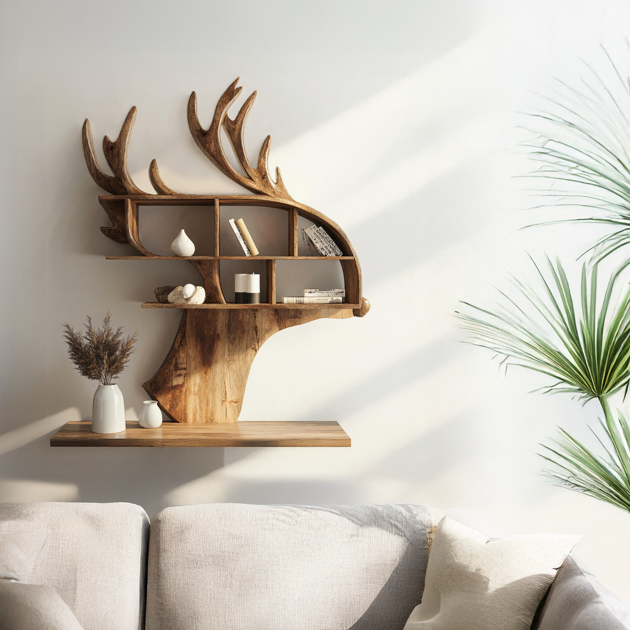 Custom Wood Deer Shelf For Home Office Organization SILDTDE006