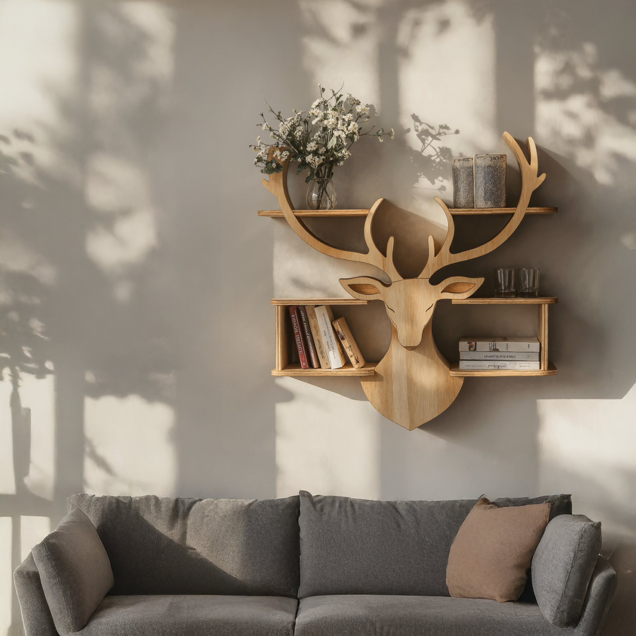 Minimalist Wood Deer Shelf For Stylish Home Display SILDTDE015