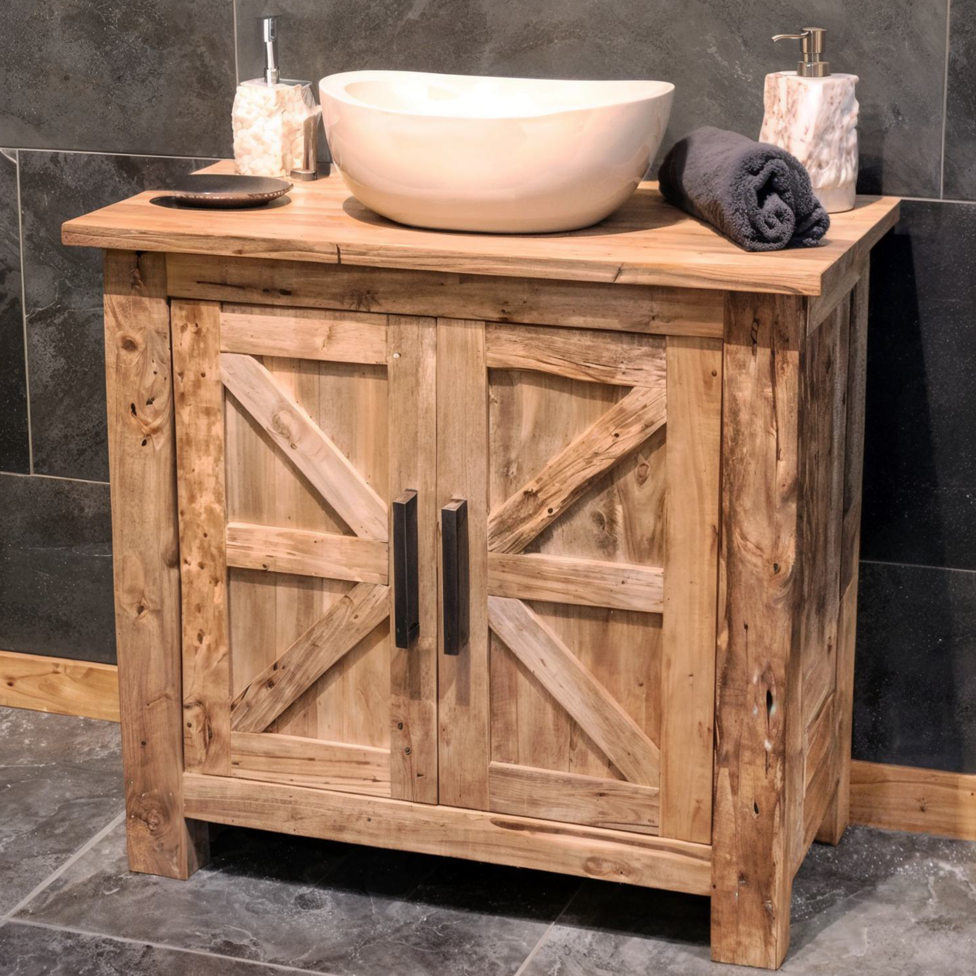 Rustic Reclaimed Wood Bathroom Vanity SINLBRV014