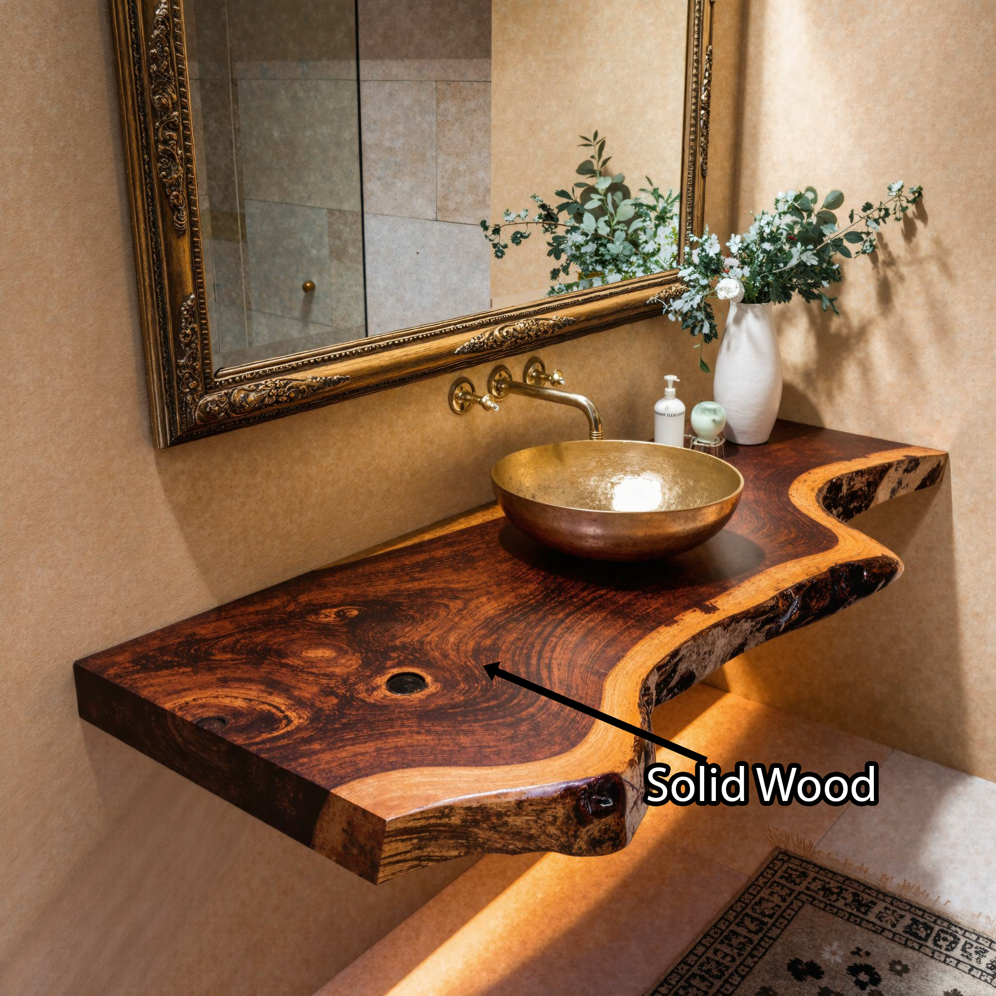 Wooden Floating Bathroom Vanity Shelf SILDTBRV088