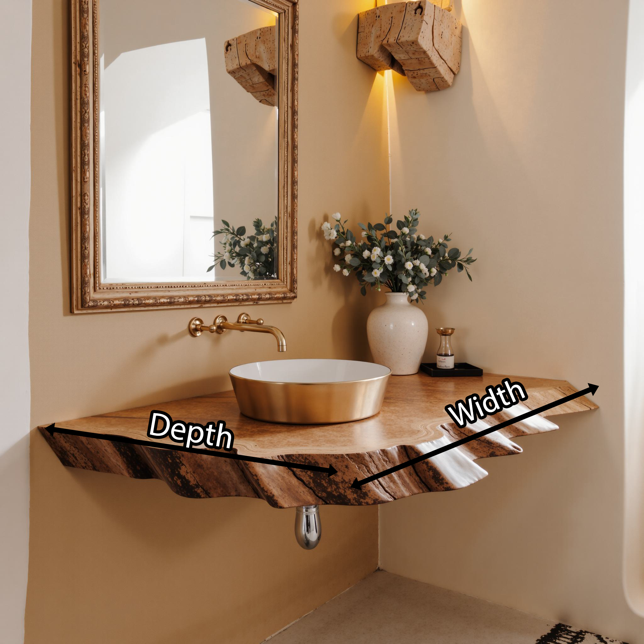 Rustic Floating Bathroom Vanity Shelf SILDTBRV092