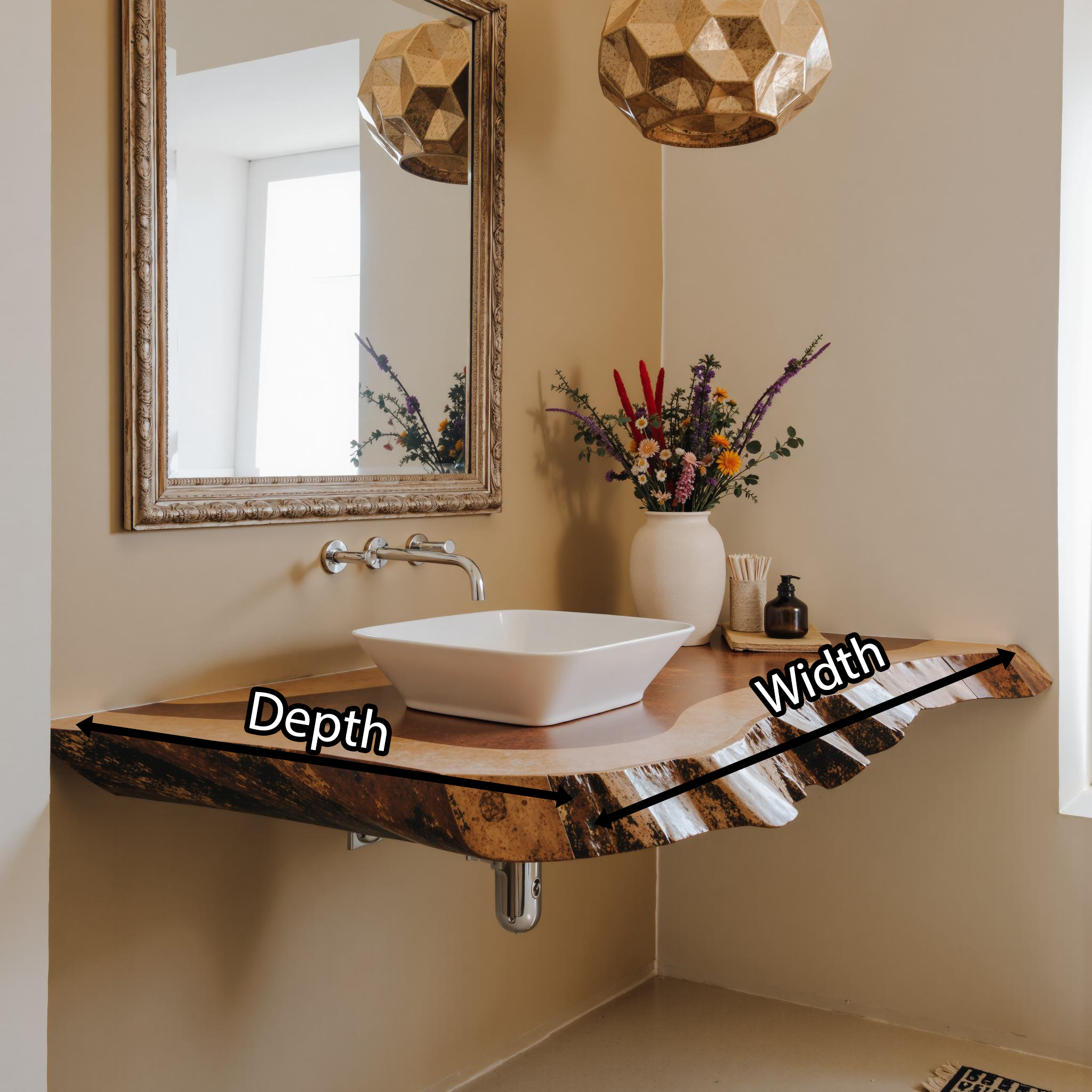 Natural Wood Bathroom Vanity Floating Shelf SILDTBRV094