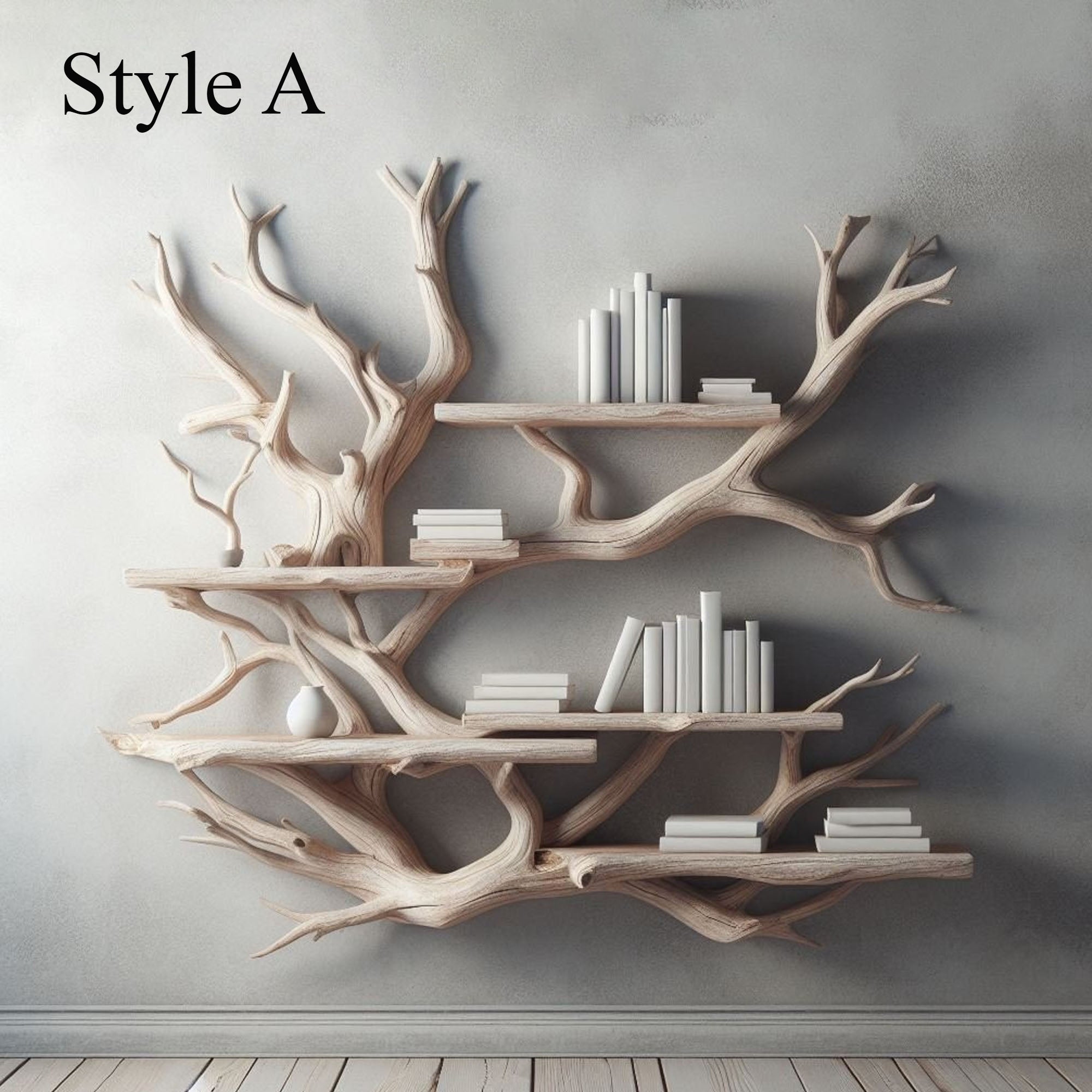 Tree Bookshelf Driftwood Rustic Corner Wall Shelf SINLTBS006