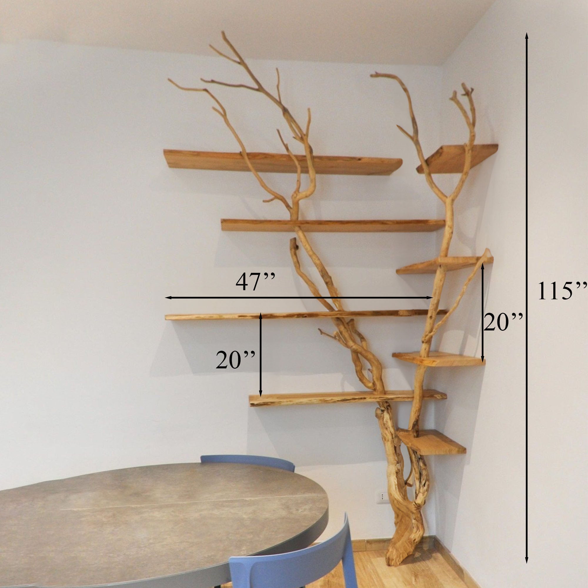 Tree Branches Floating Wood Book Shelves SINLTB029