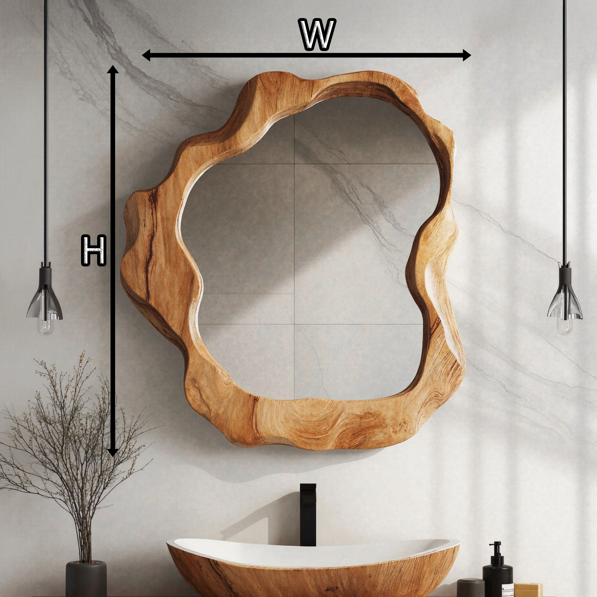 Rustic Irregular Mirror Wood Mirror For Wall SILDTMI008