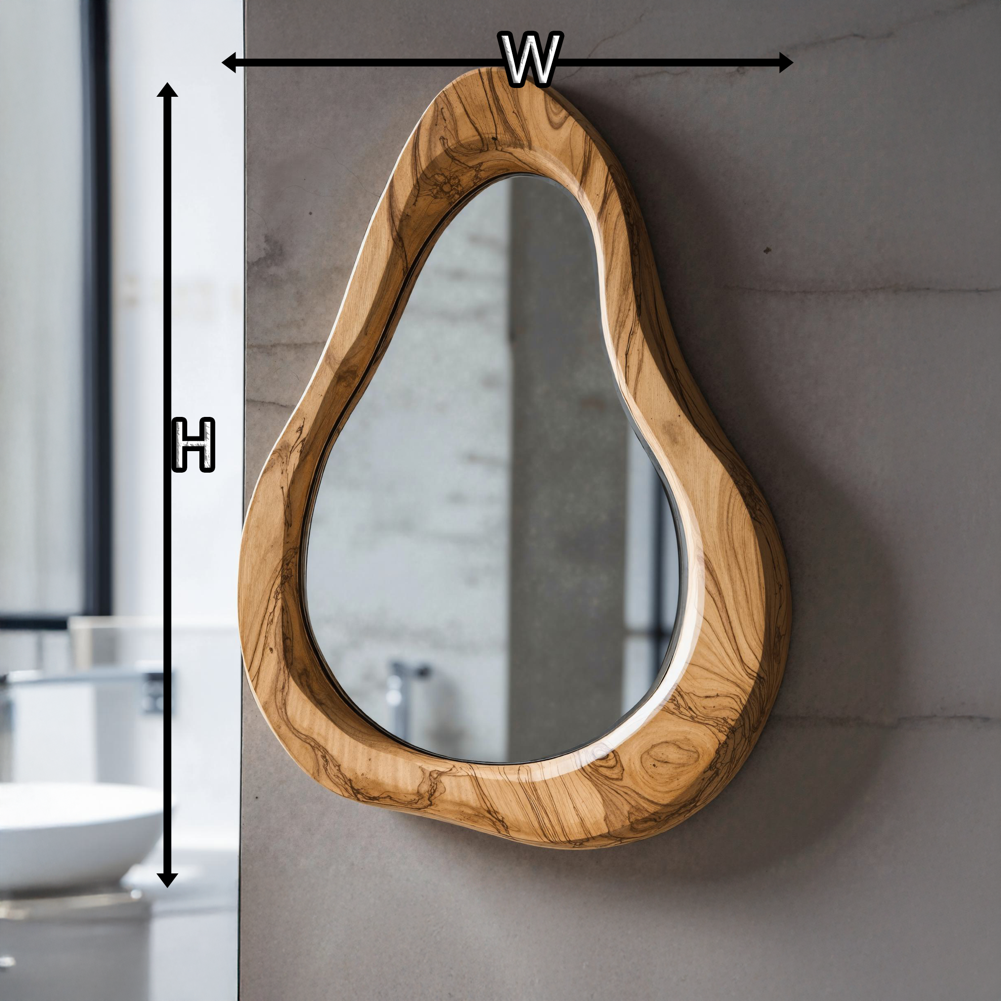 Wooden Irregular Mirror Asymmetrical Mirror SILDTMI014