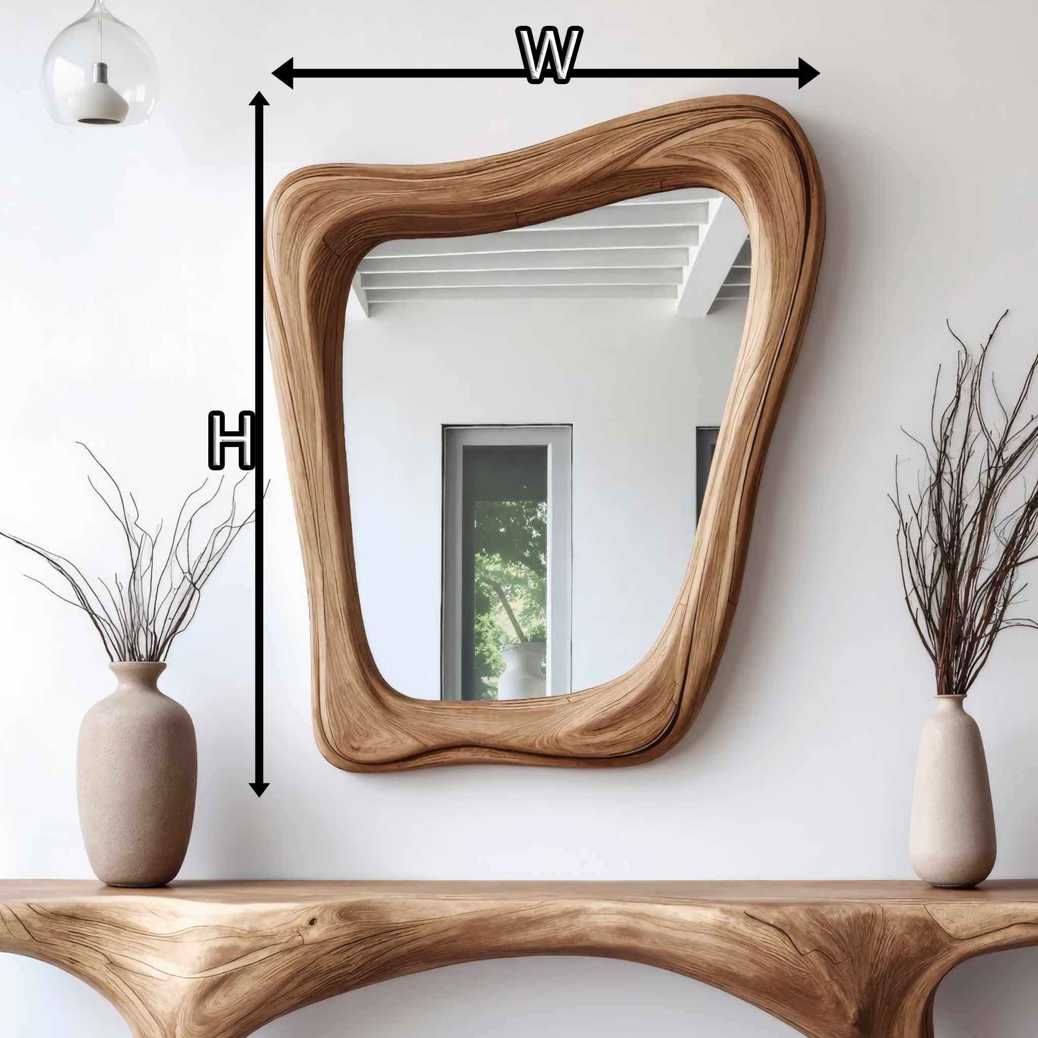 Large Wooden Mirror Asymmetrical Mirror SILDTMI034