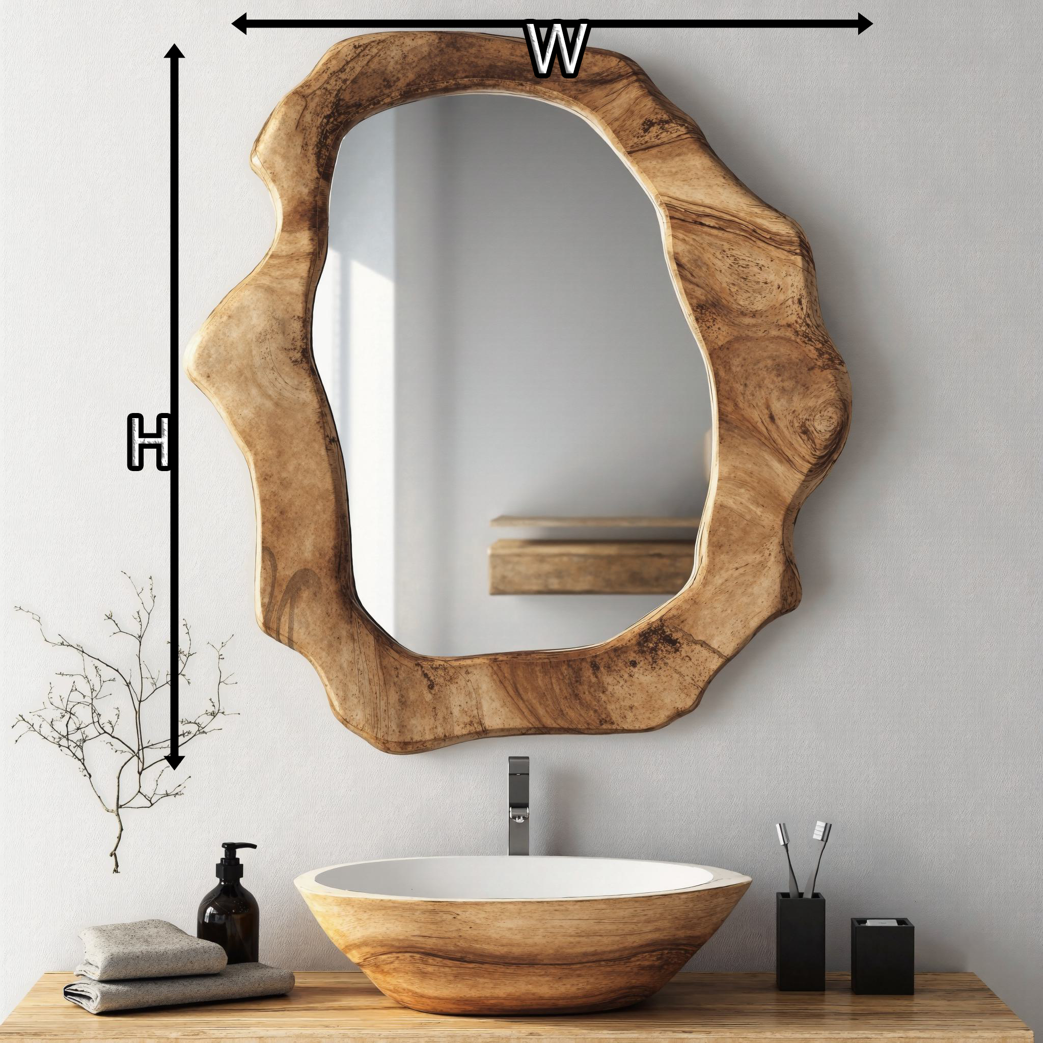 Brown Wood Mirror For Wall Decor SILDTMI006