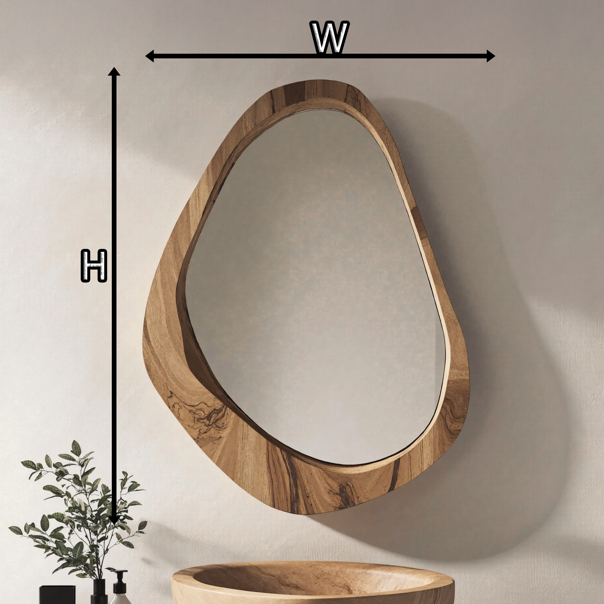 Asymmetrical Wooden Frame Mirror SILDTMI018