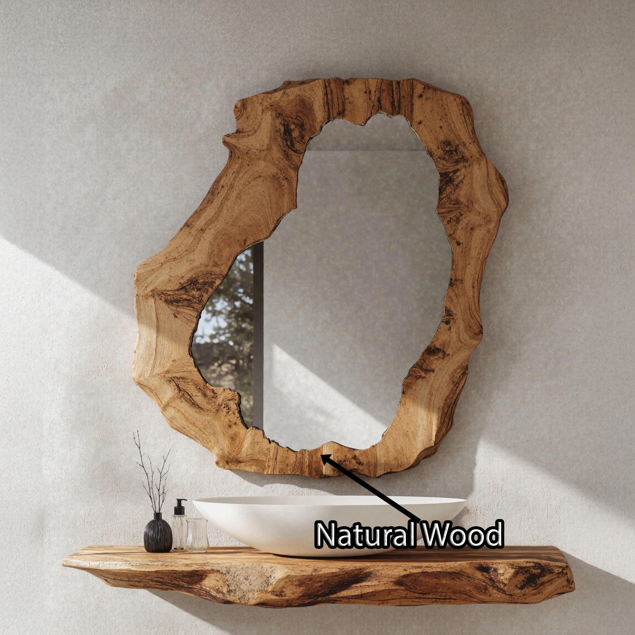 Natural Wood Bathroom Vanity Mirror SILDTMI002