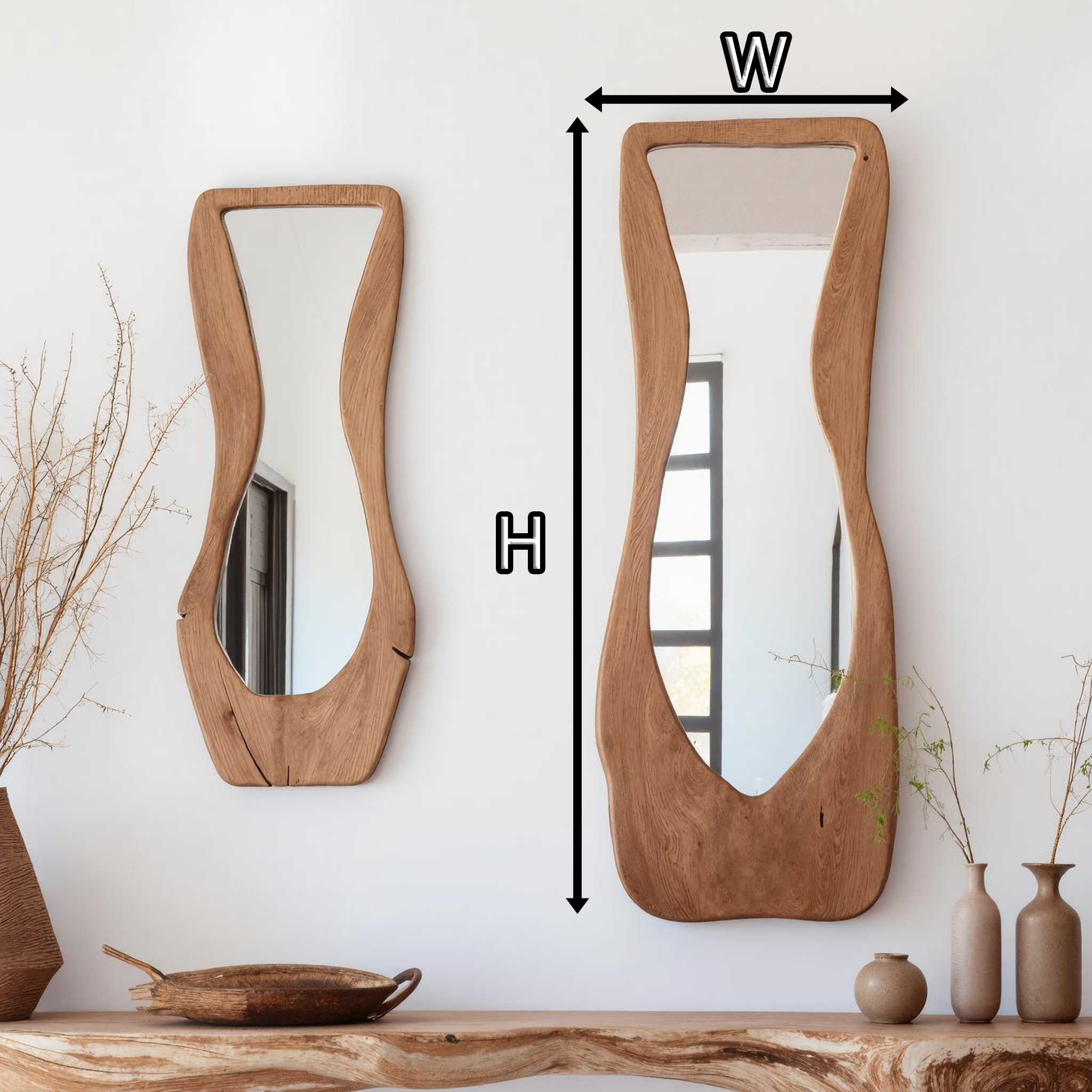 Entryway Mirror Asymmetrical Wooden Mirror SILDTMI024