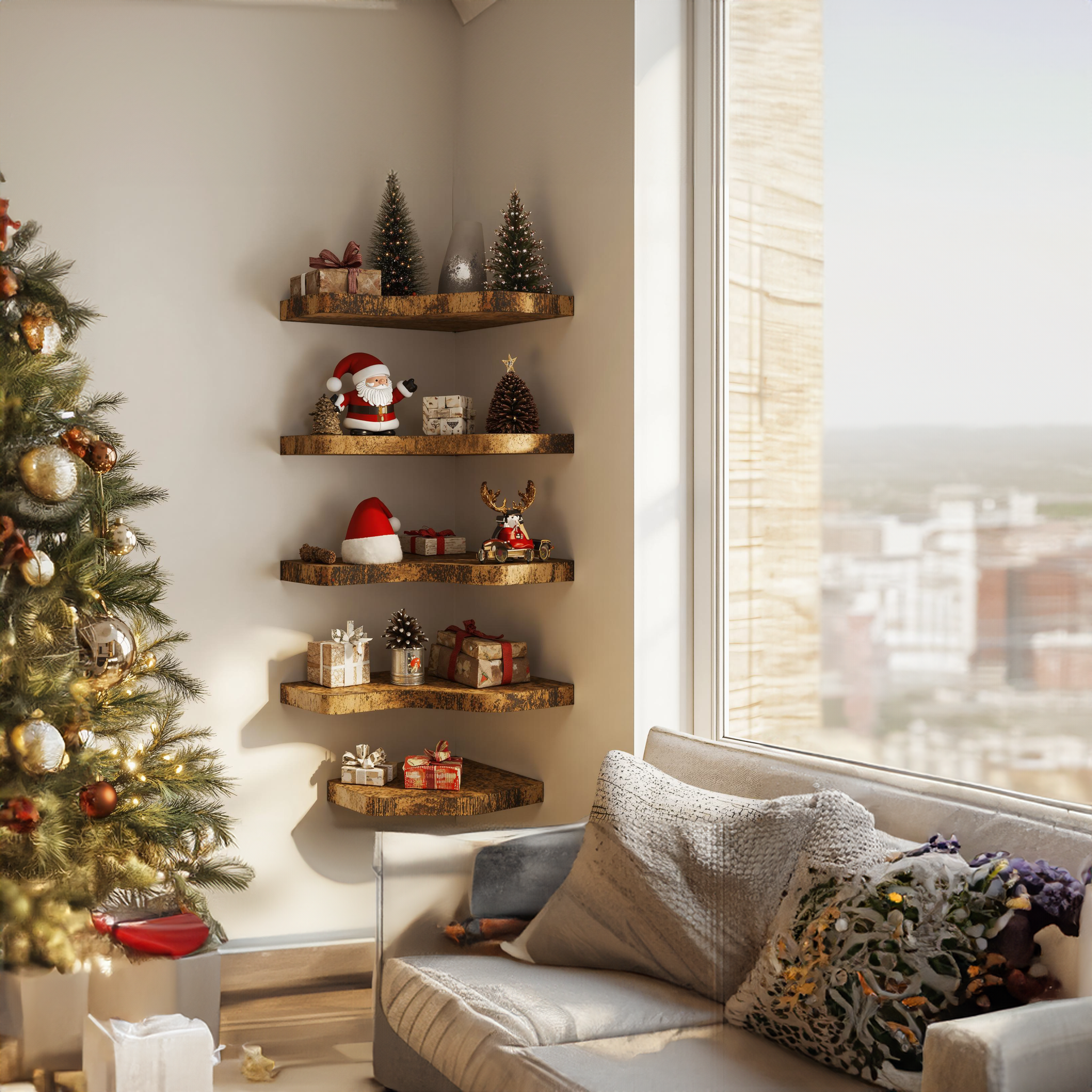 Floating Christmas Corner Shelves Wall Shelves SILDTCN037