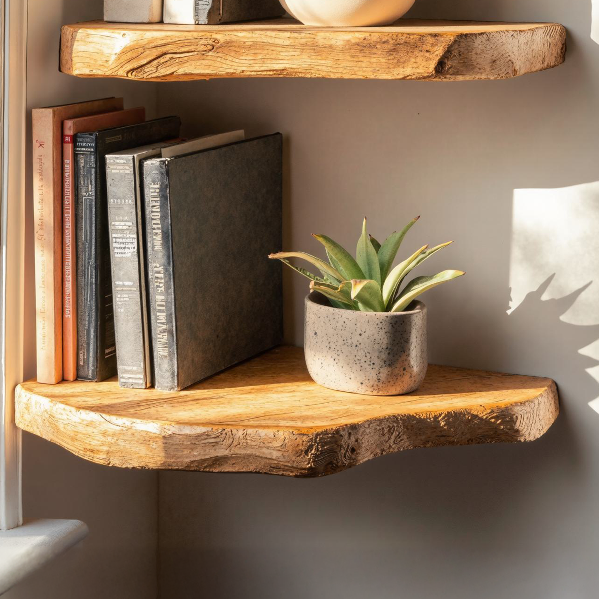 Rustic Wooden Floating Corner Shelves For Dining Room SILDTCN048