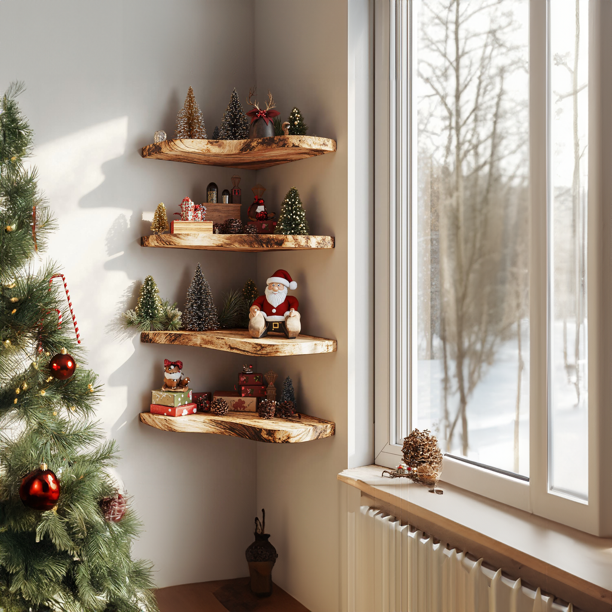 Wooden Corner Shelves Wall Shelf Christmas Decor SILDTCN042